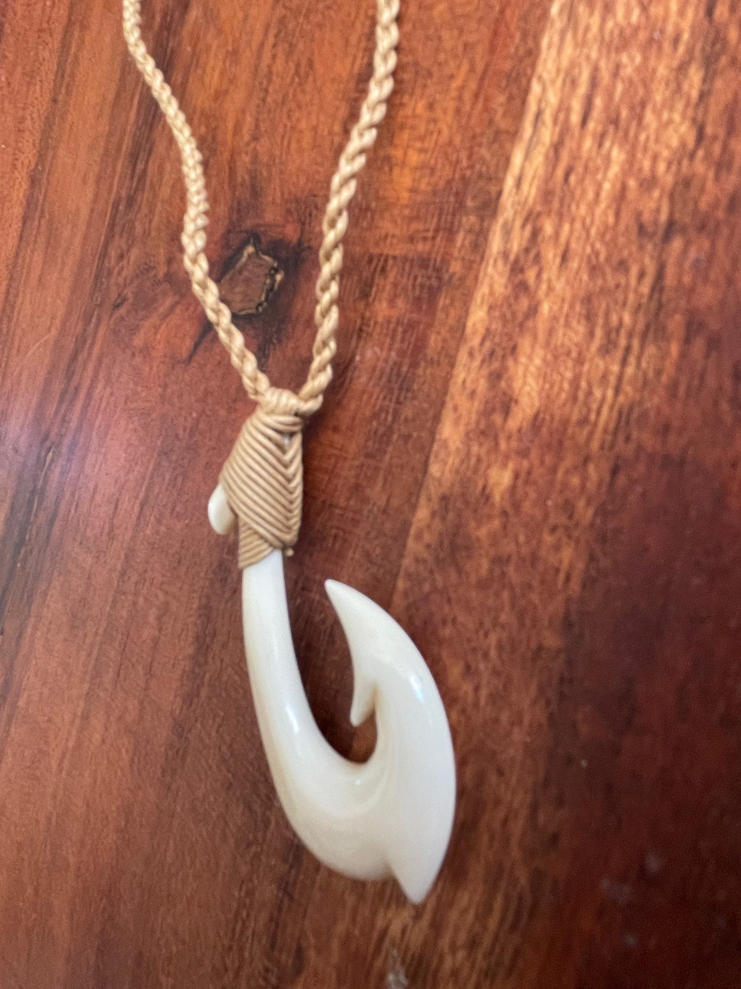 Hand Carved Buffalo Bone Hei Makau Necklace – Polynesian Good Luck Charm