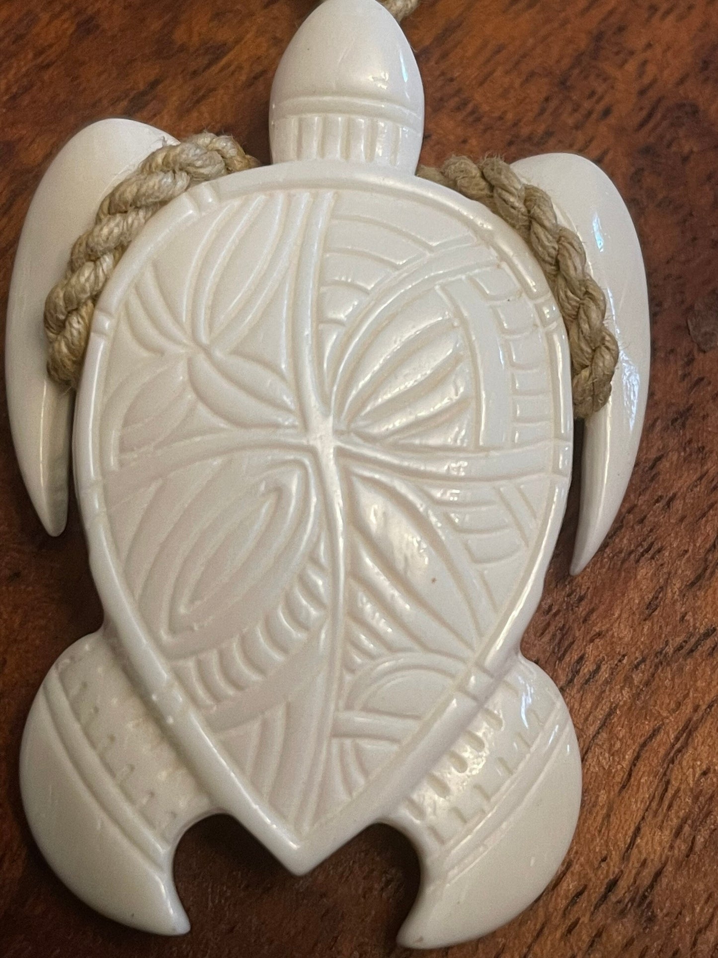 Hand Carved Buffalo Bone Honu Pendant - Adjustable Sea Turtle Necklace