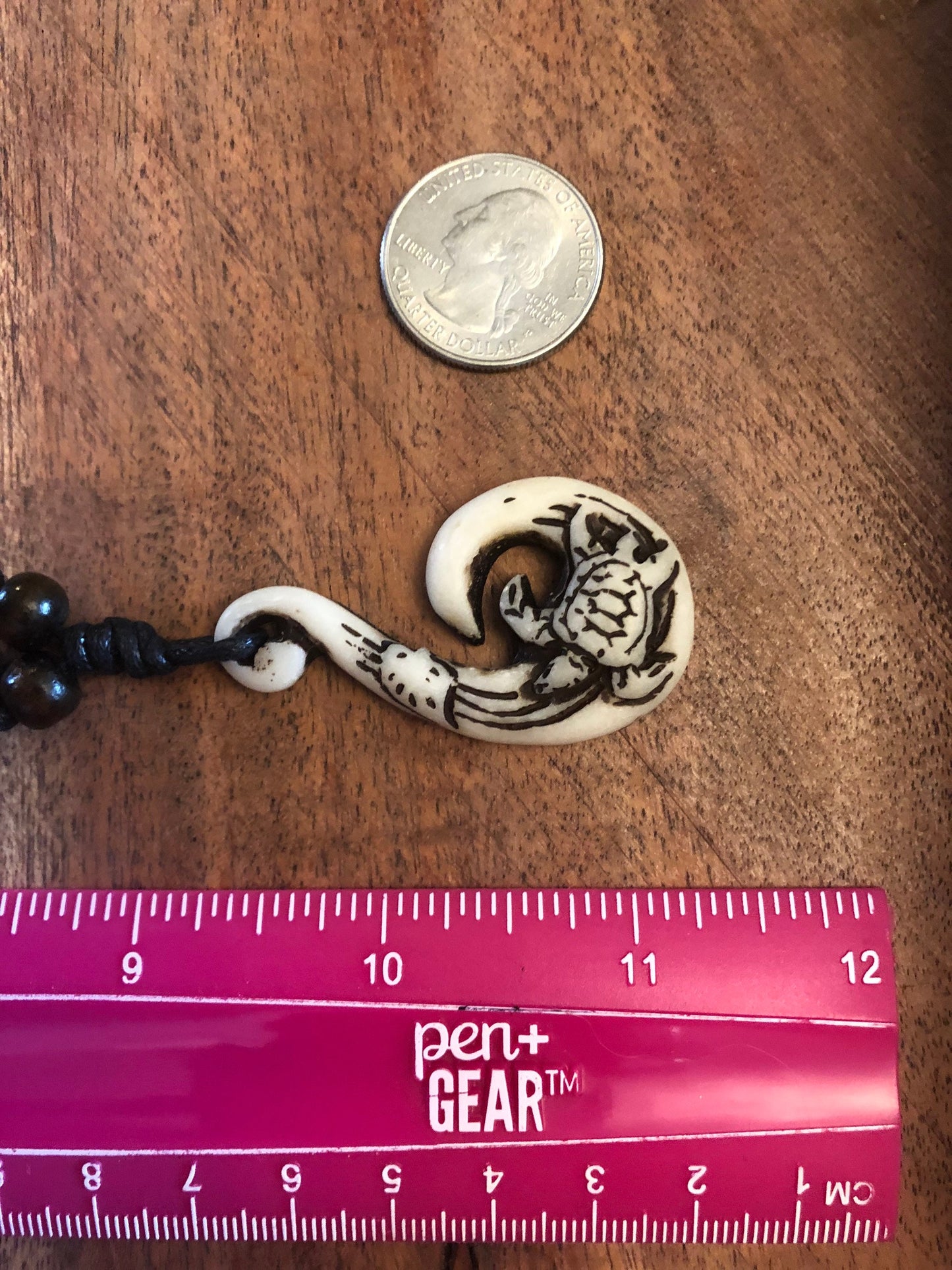 Polynesian Sea Turtle Fish Hook Necklace – Adjustable Cord