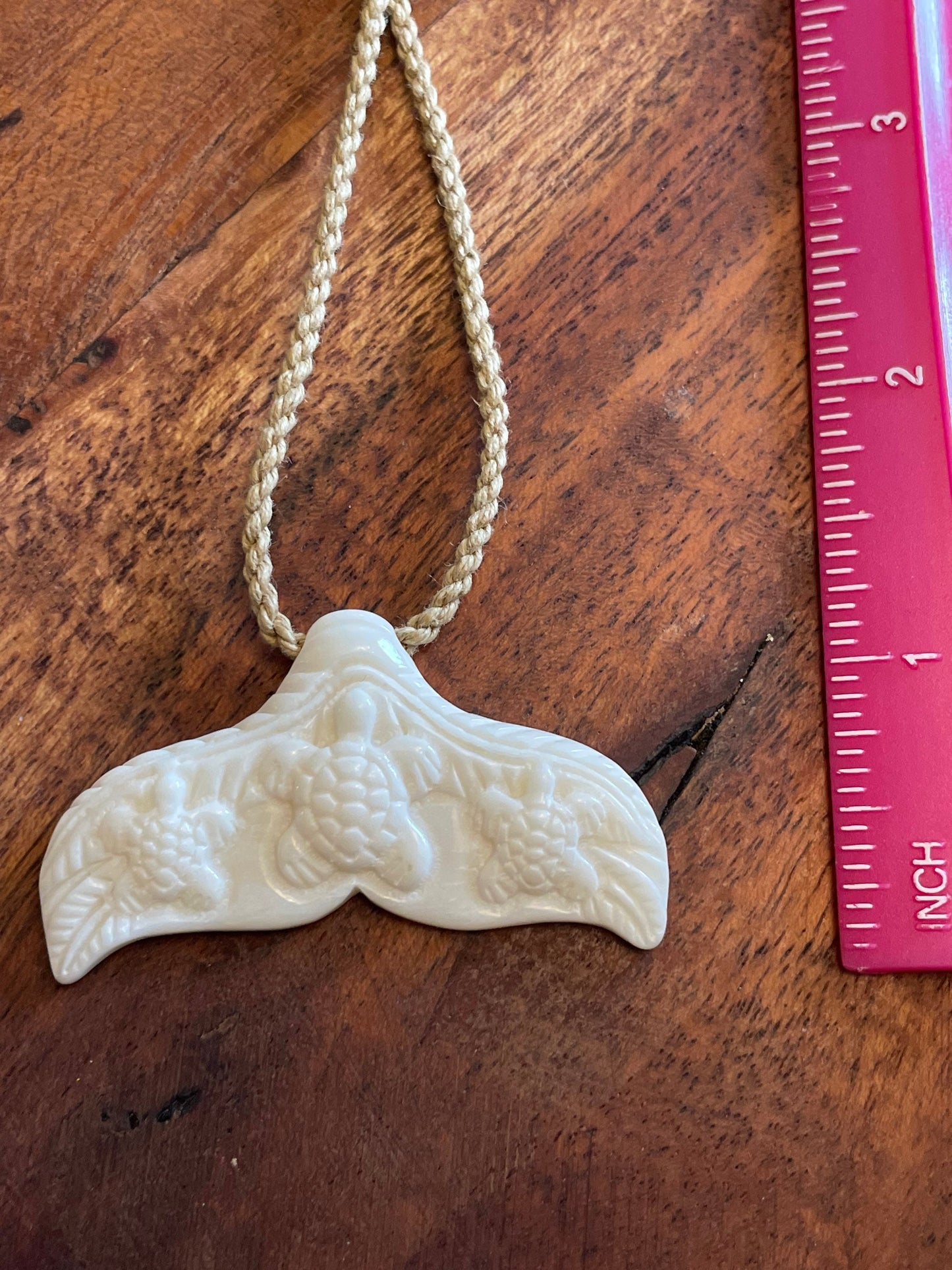Hand Carved Bone Whale & Turtle Polynesian Necklace
