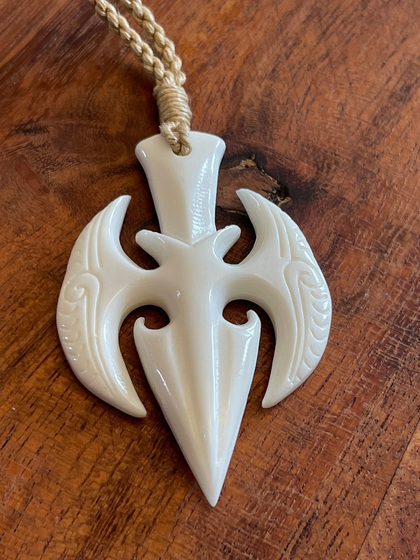 Hand Carved Buffalo Bone Triton Necklace, Adjustable Boho Jewelry