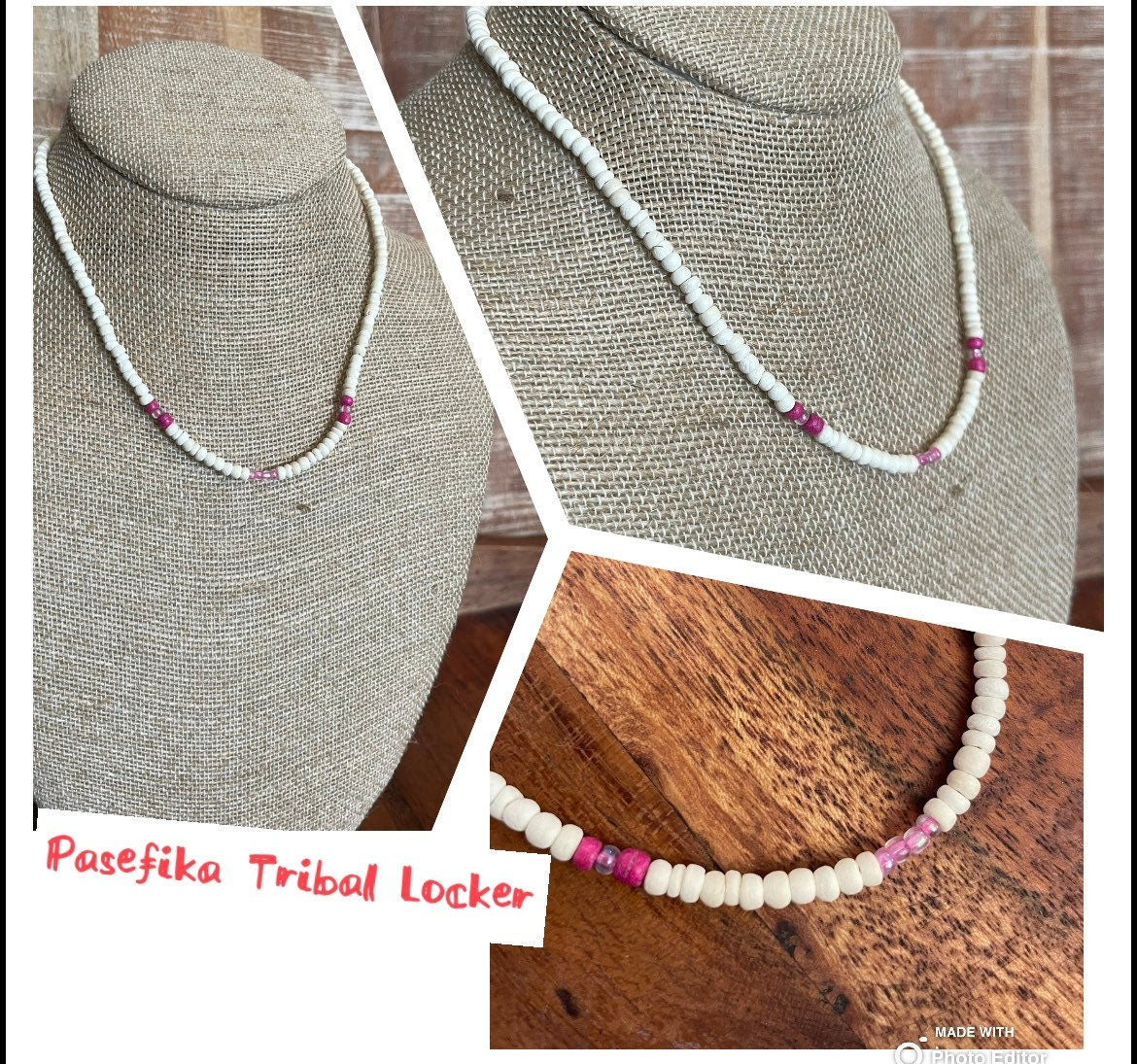 Coconut Shell Beaded Necklace - Petite Hawaiian Style, Boho Beach Jewelry