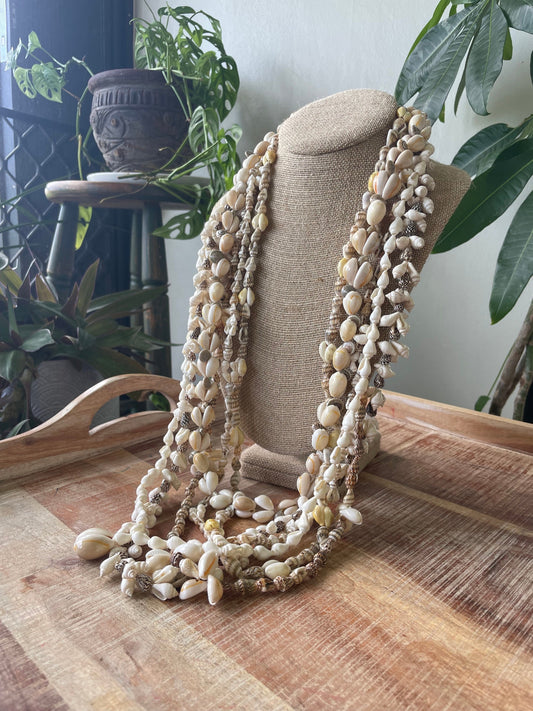 Seashell Lei Set – Pacific Island Celebration Leis, 6 Piece (30-38”)