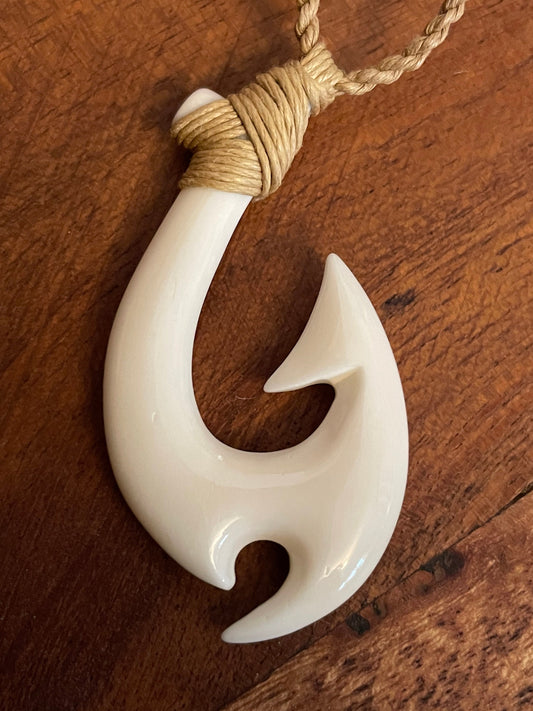 Handsome Masculine Warrior’s Makau - Pasefika Protection Symbol- Adjustable Necklace on Surfers Cord