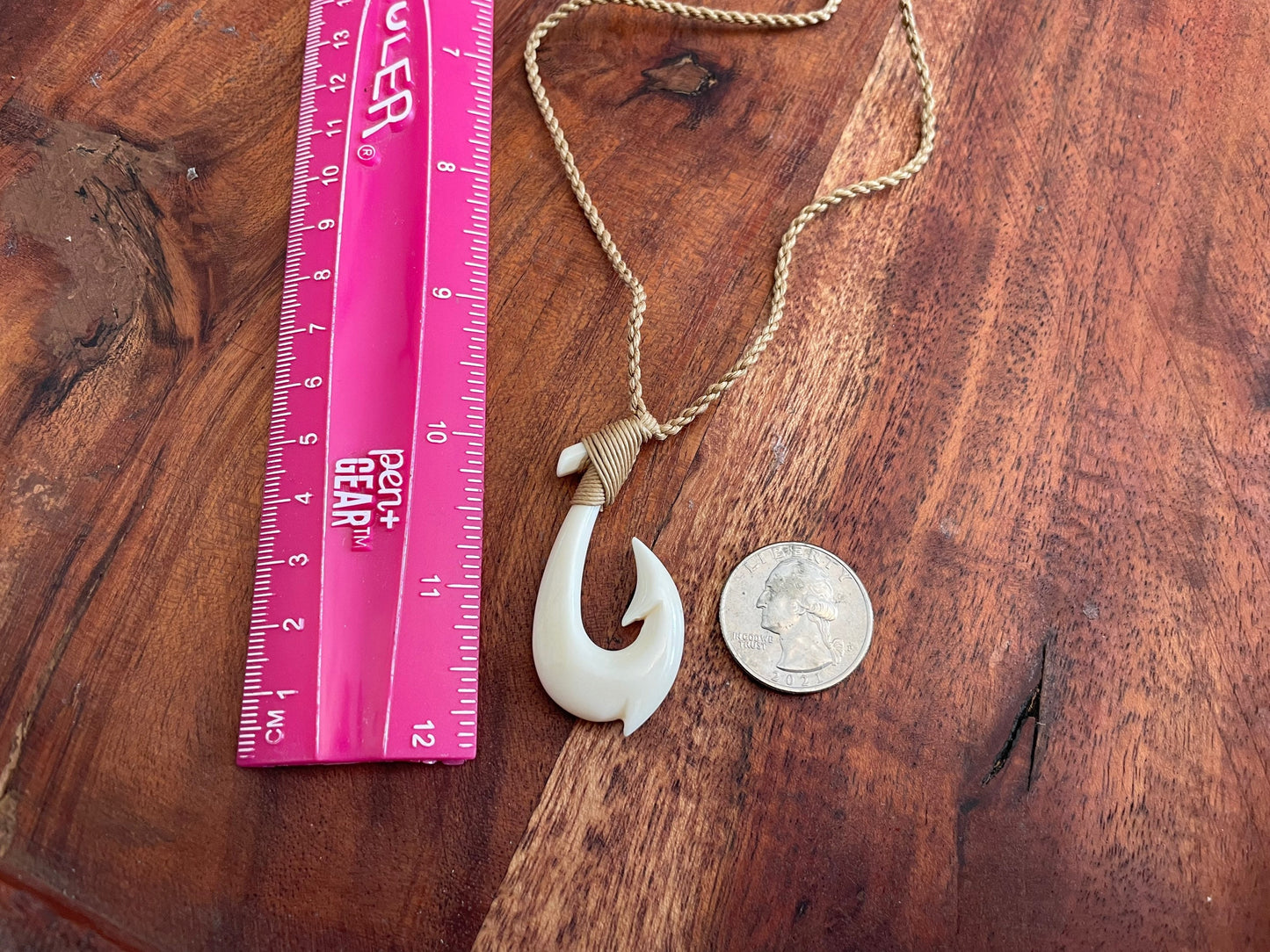 Hand Carved Buffalo Bone Hei Makau Necklace – Polynesian Good Luck Charm