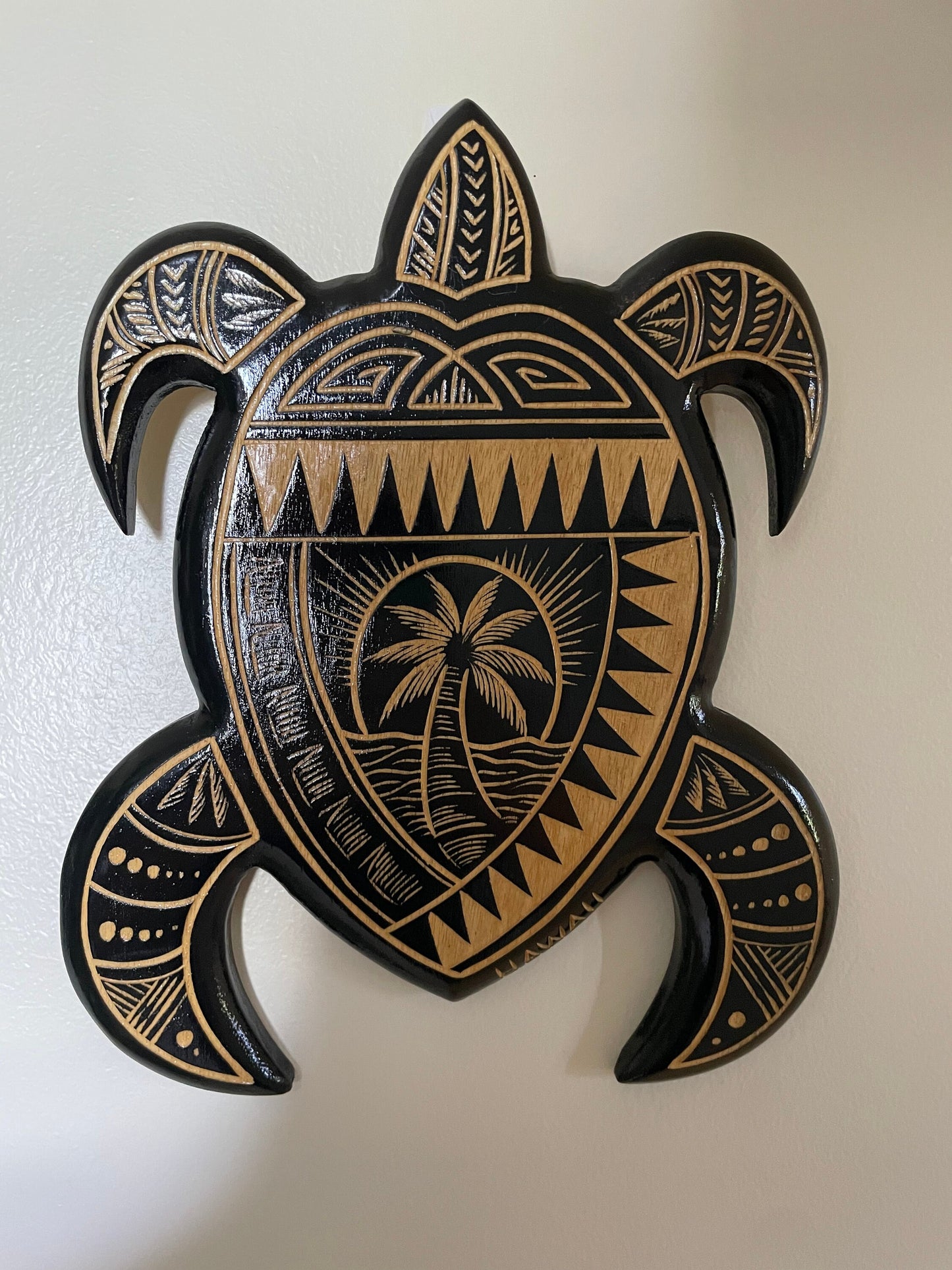 Hand Carved Sea Turtle Plaque – Polynesian Hawaiian Decor