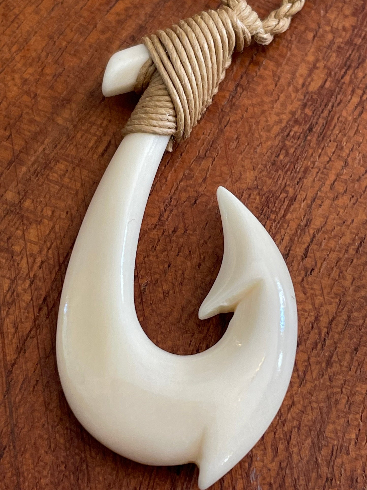 Hand Carved Buffalo Bone Hei Makau Necklace – Polynesian Good Luck Charm
