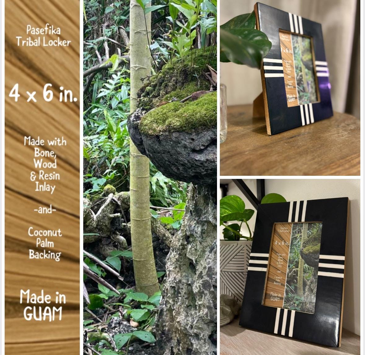 Polynesian Bone & Wood Inlay Picture Frame - 4x6