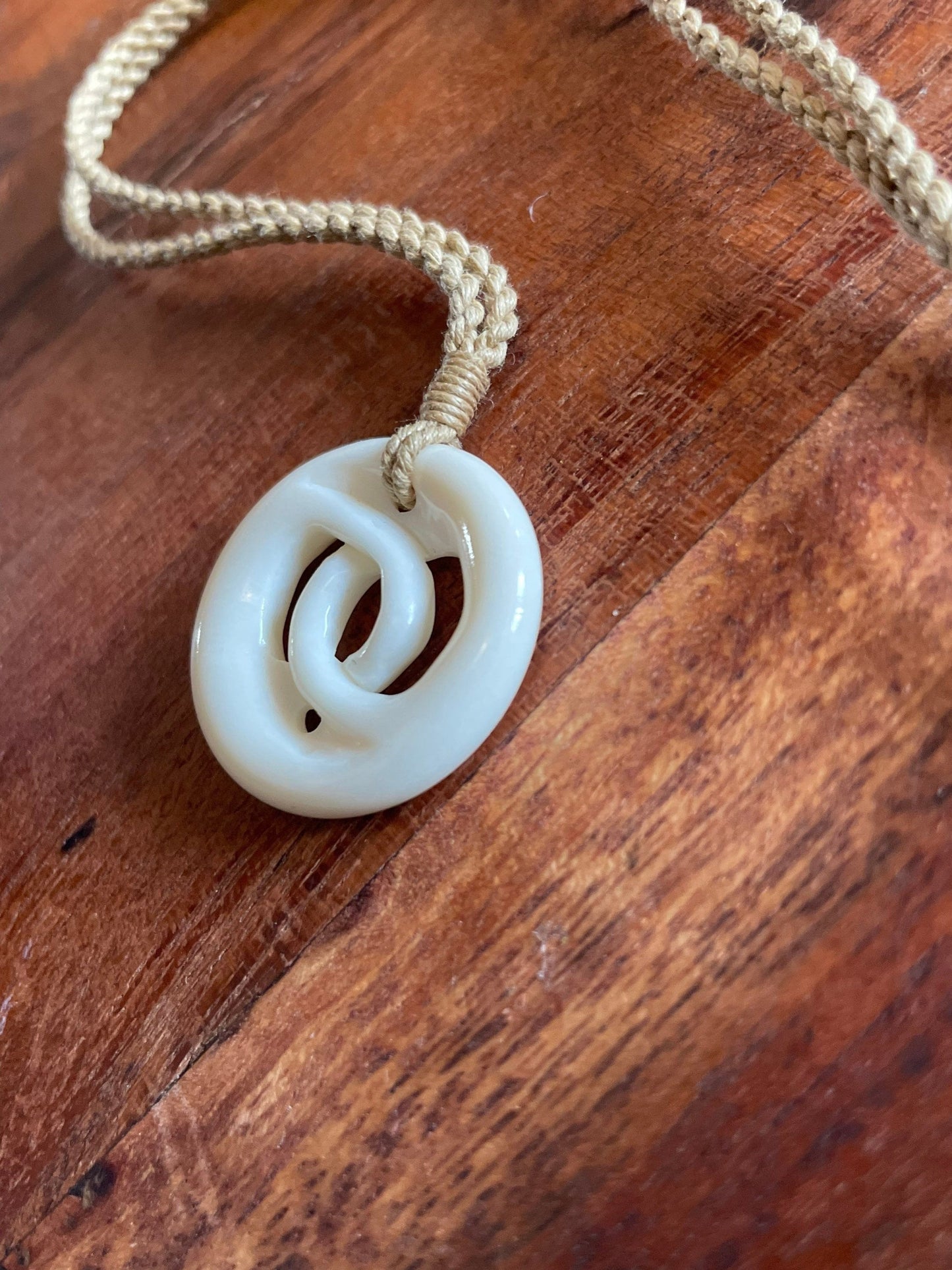 Small Hand Carved Solid Bone Link- Adjustable Necklace - Beat Friends