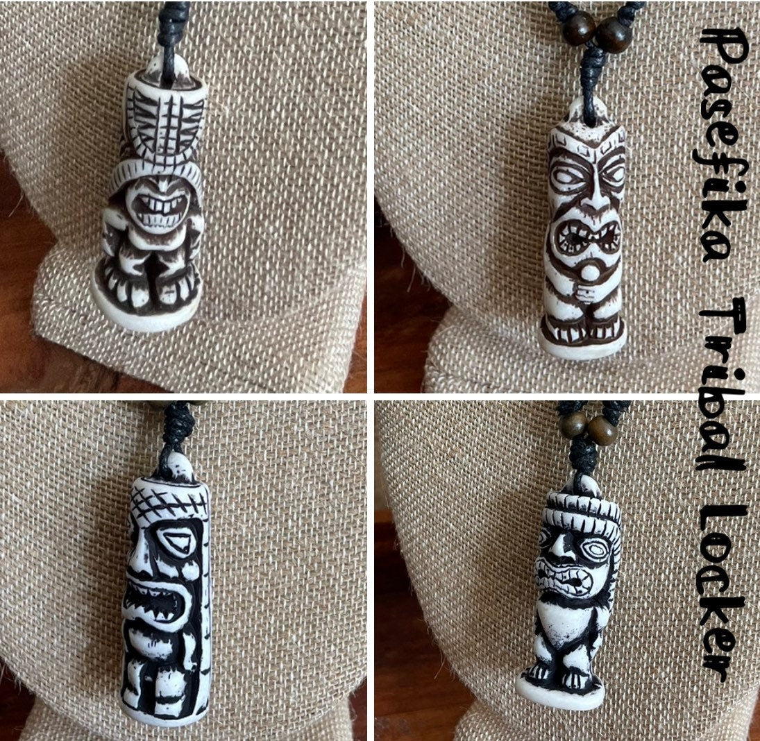 Tiki Totem Pendant Adjustable Polynesian Necklace- Hawaiian Surfer Style Jewelry