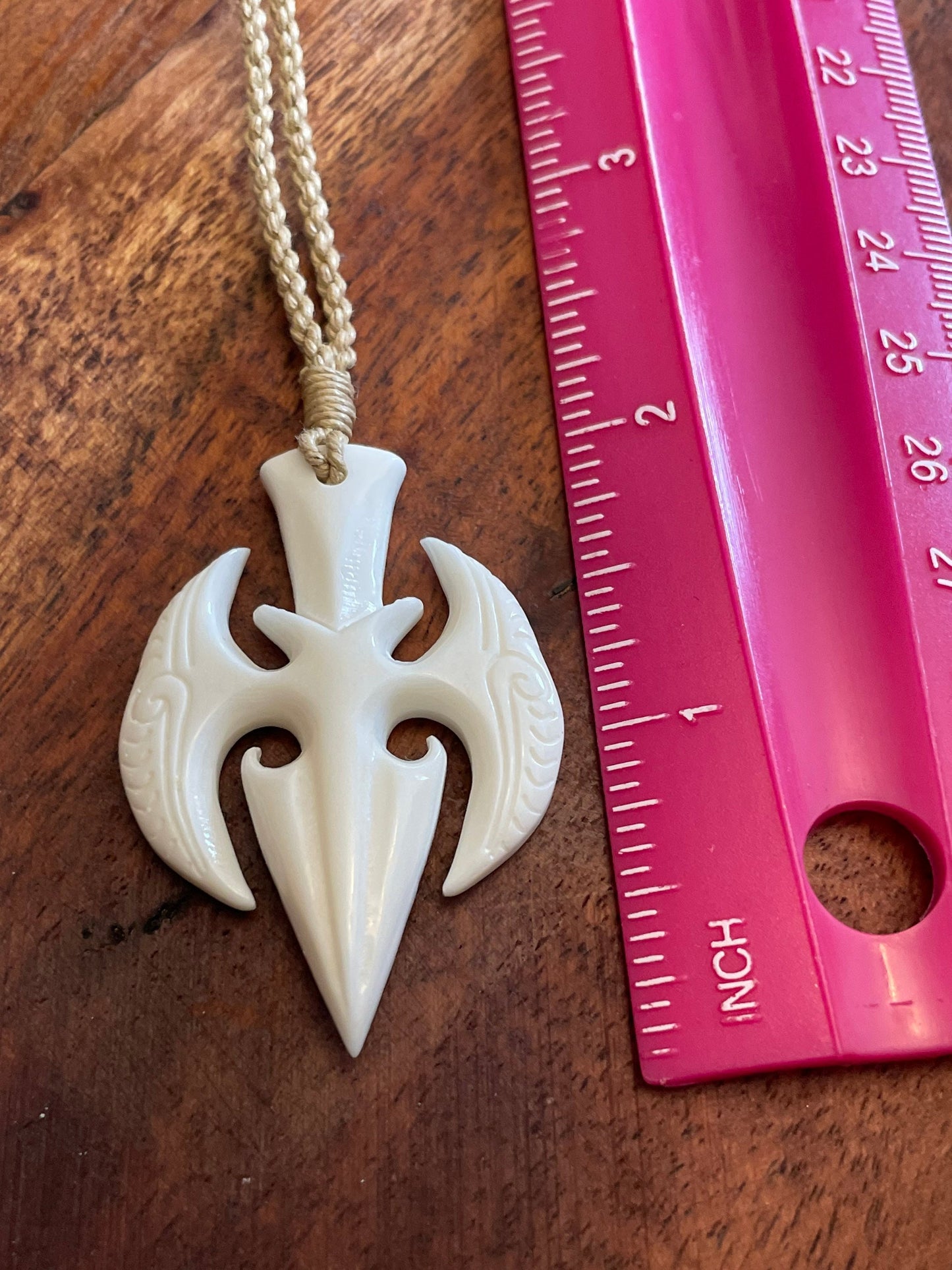 Hand Carved Buffalo Bone Triton Necklace, Adjustable Boho Jewelry