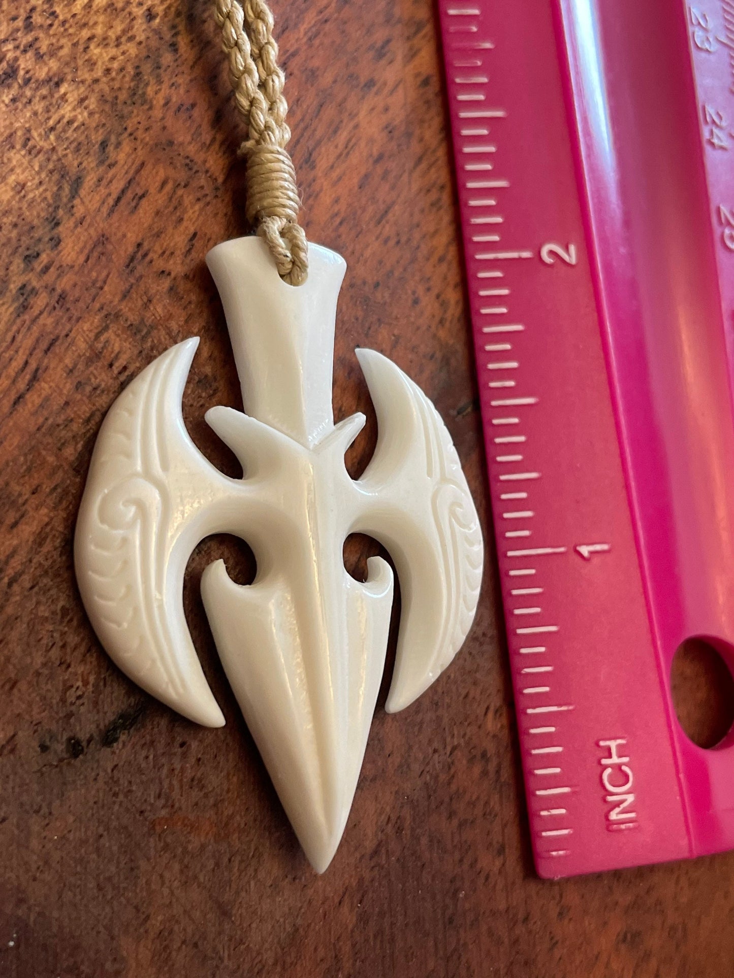 Hand Carved Buffalo Bone Triton Necklace, Adjustable Boho Jewelry