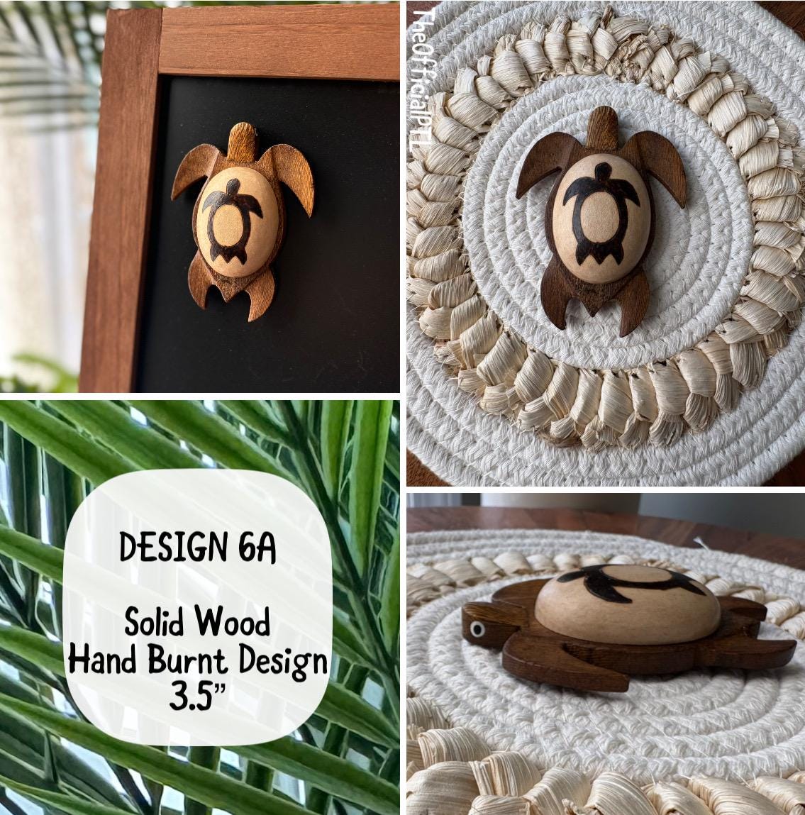 Large Handmade Wood Honu Magnets - Hawaiian, Polynesian, Micronesian Sea Turtle Fridge Decor