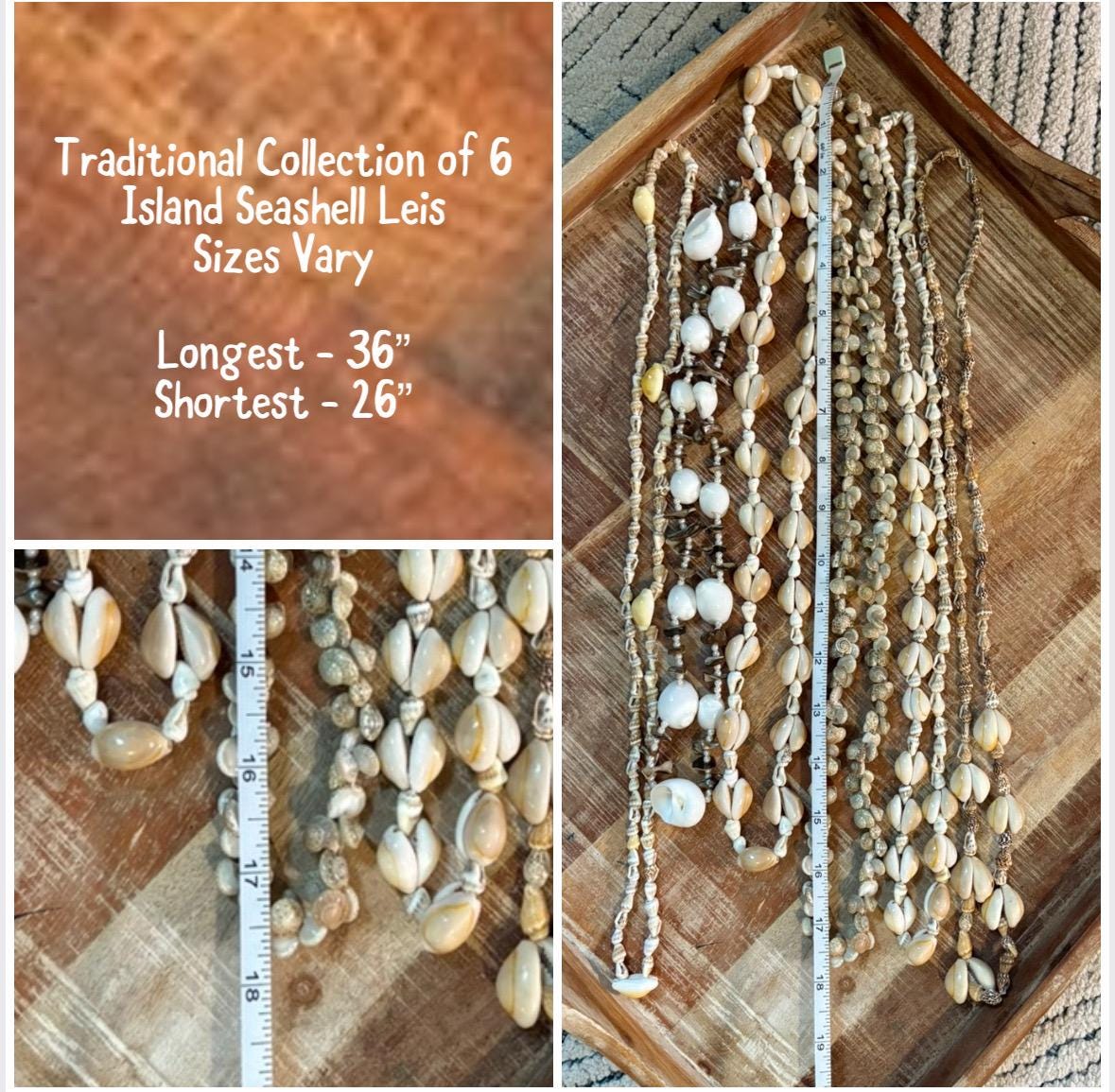 Seashell Lei Set: Pacific Ocean Shells, Wedding Celebration Leis
