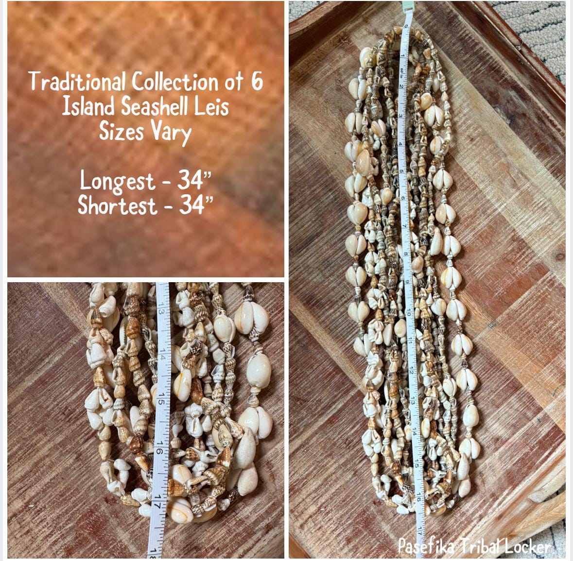 Pacific Islander Collection of 34” Seashell Leis - Graduation, Celebration, Wedding, Birthday, Performance Leis