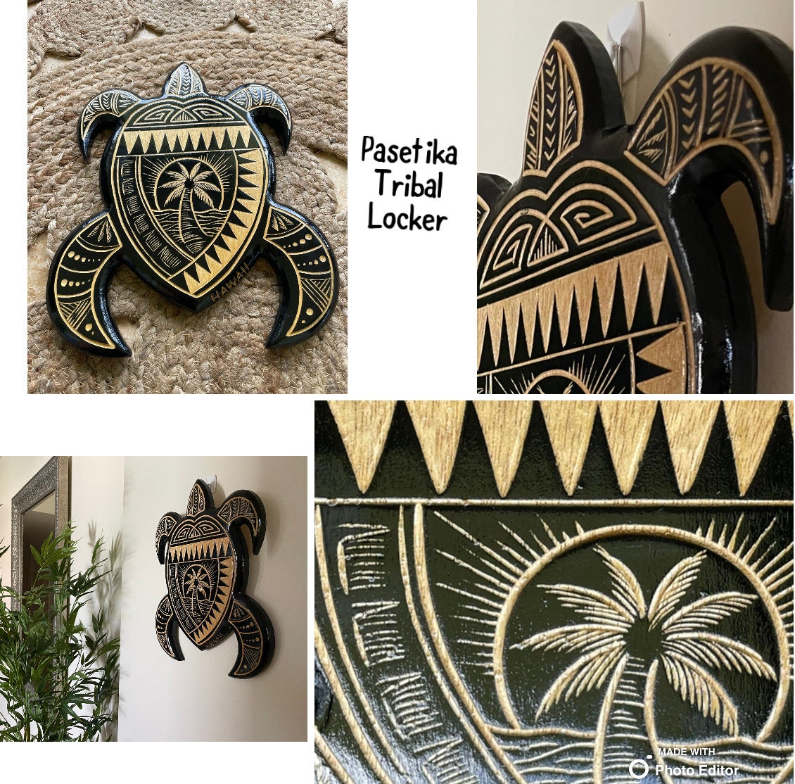 Hand Carved Sea Turtle Plaque – Polynesian Hawaiian Decor