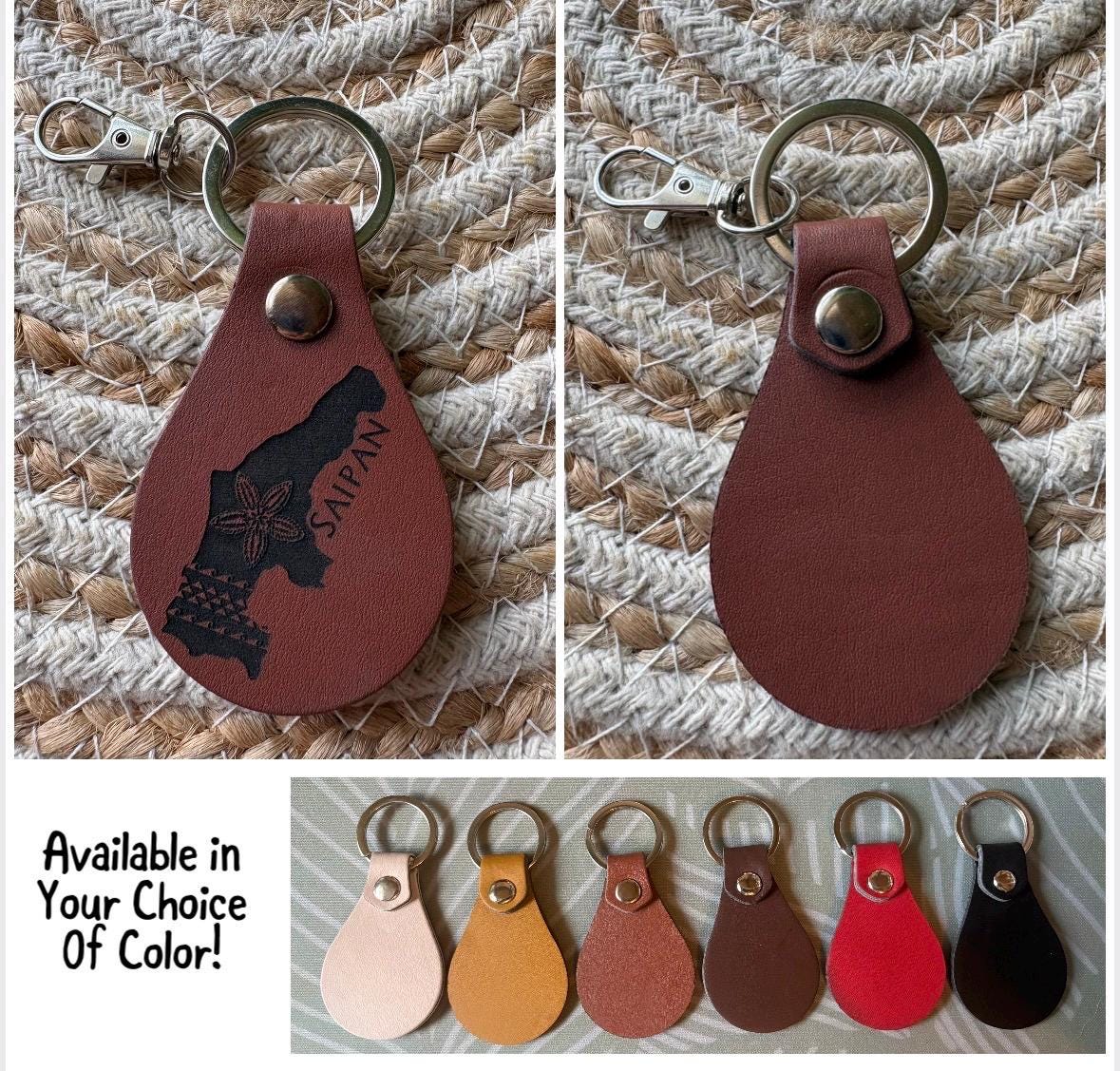 Engraved Leather Micronesia Islands Keychain – CNMI, Saipan, Guam