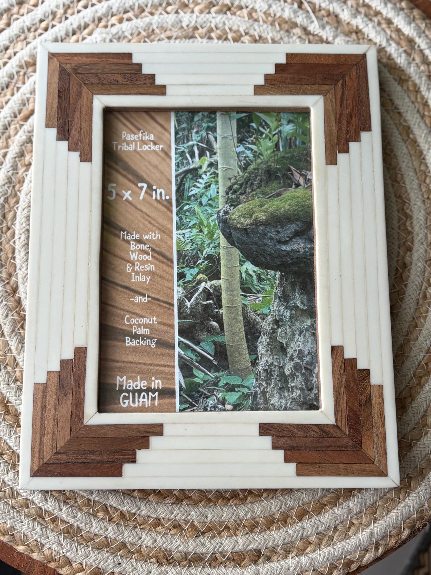 Polynesian Bone & Wood Inlay Picture Frame - 4x6 and 5x7 Unique Design