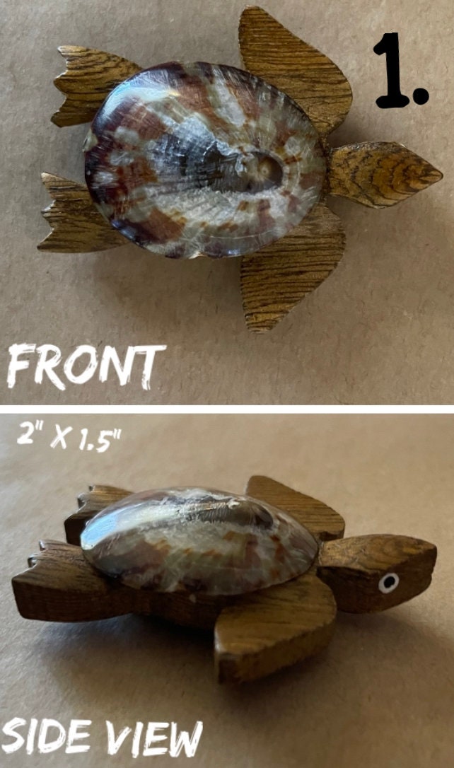 Handmade Wood Honu Magnet - Polynesian Sea Turtle Fridge Decor
