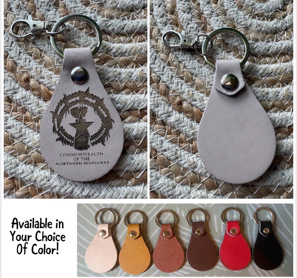 Engraved Leather Micronesia Islands Keychain – CNMI, Saipan, Guam