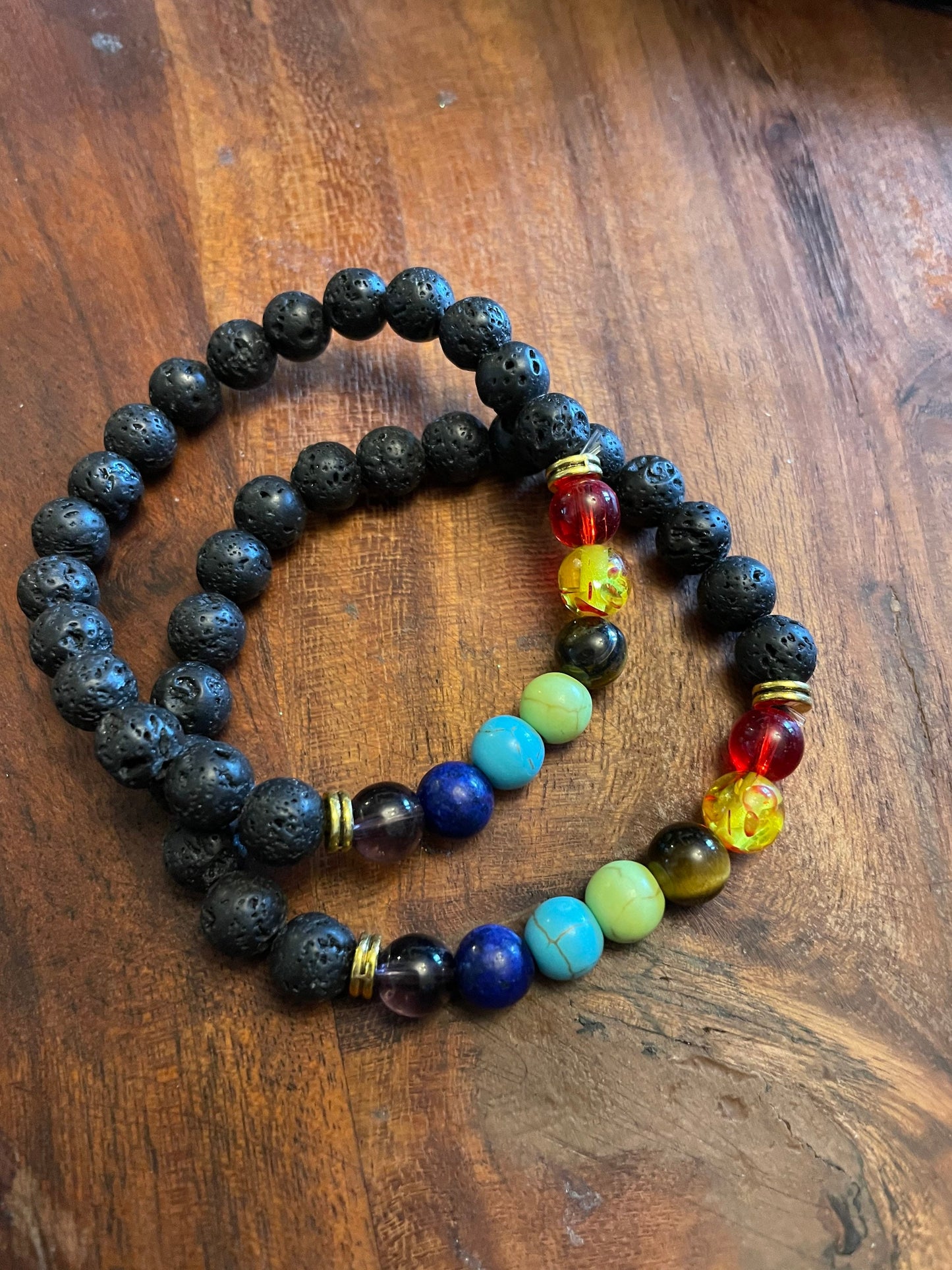Lava Stone Chakra Healing Bracelet – Elastic Bead Bracelet