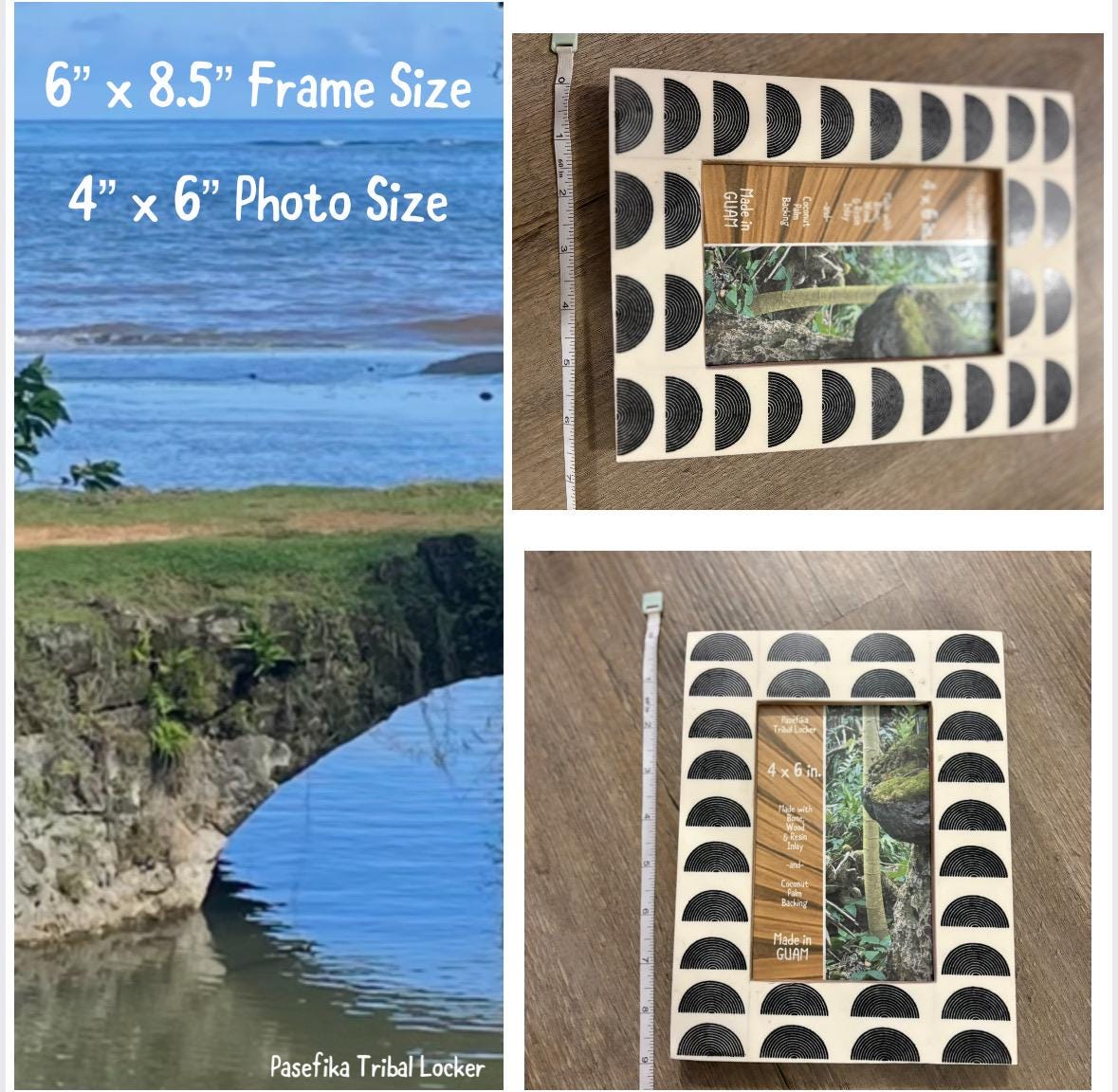 Polynesian Bone & Wood Inlay Picture Frame: Pasefika Tribal Locker 4x6