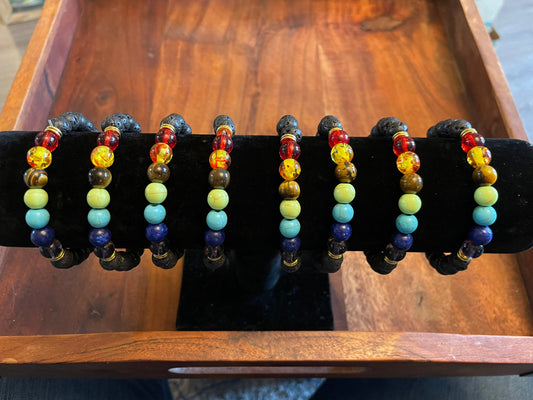 Lava Stone Chakra Healing Bracelet – Elastic Bead Bracelet
