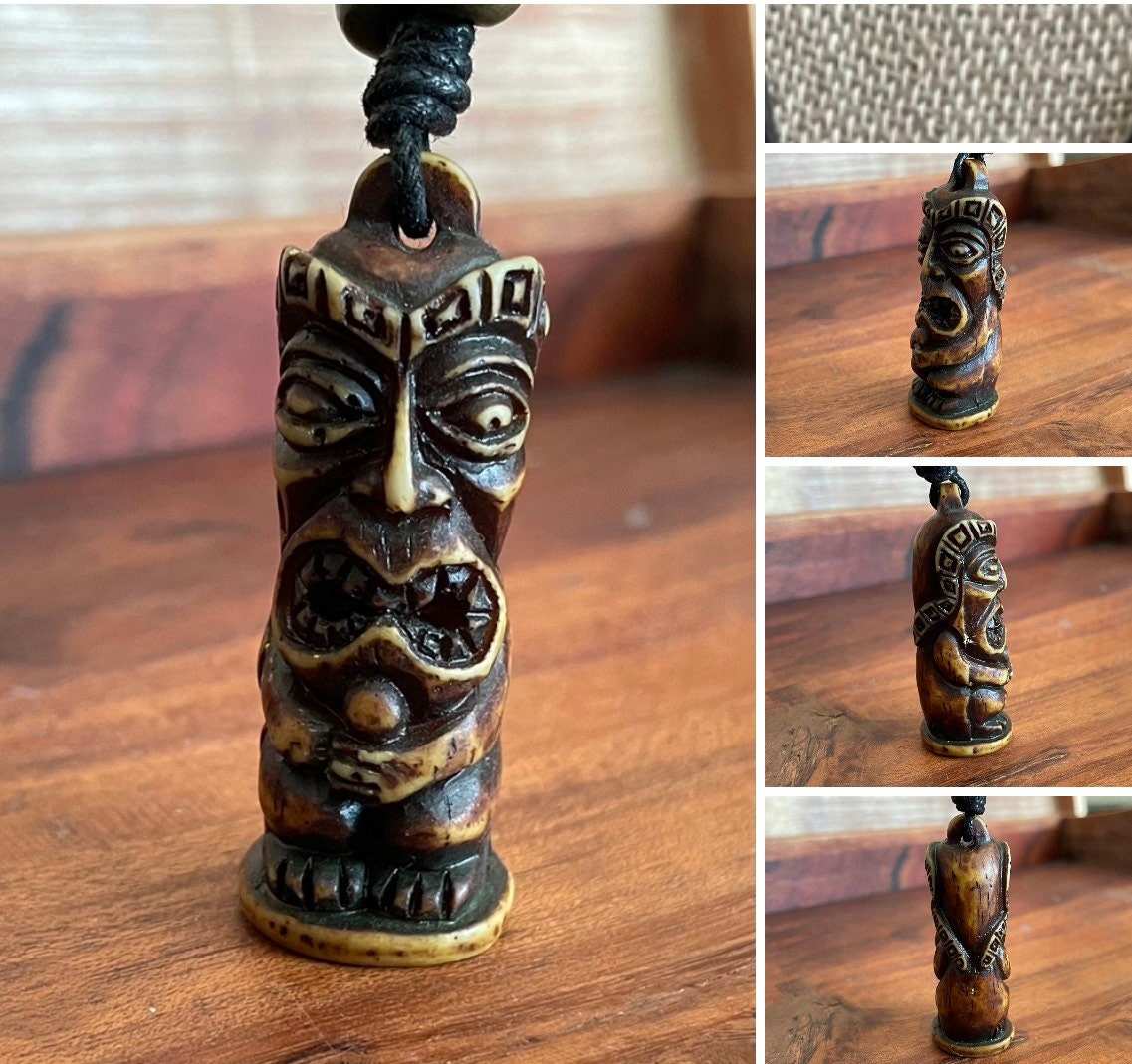 Tiki Totem Pendant Adjustable Polynesian Necklace - Hawaiian Surfer Style Jewelry