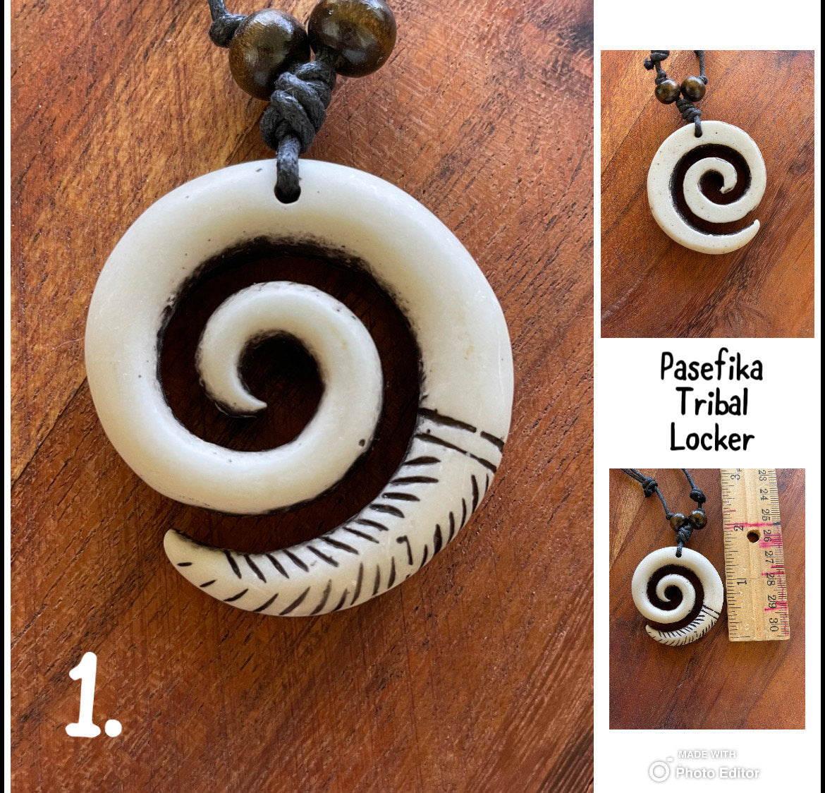 The “Never Give Up”  Polynesian Handcrafted Korus-  Polynesian Fern-  Adjustable Necklace