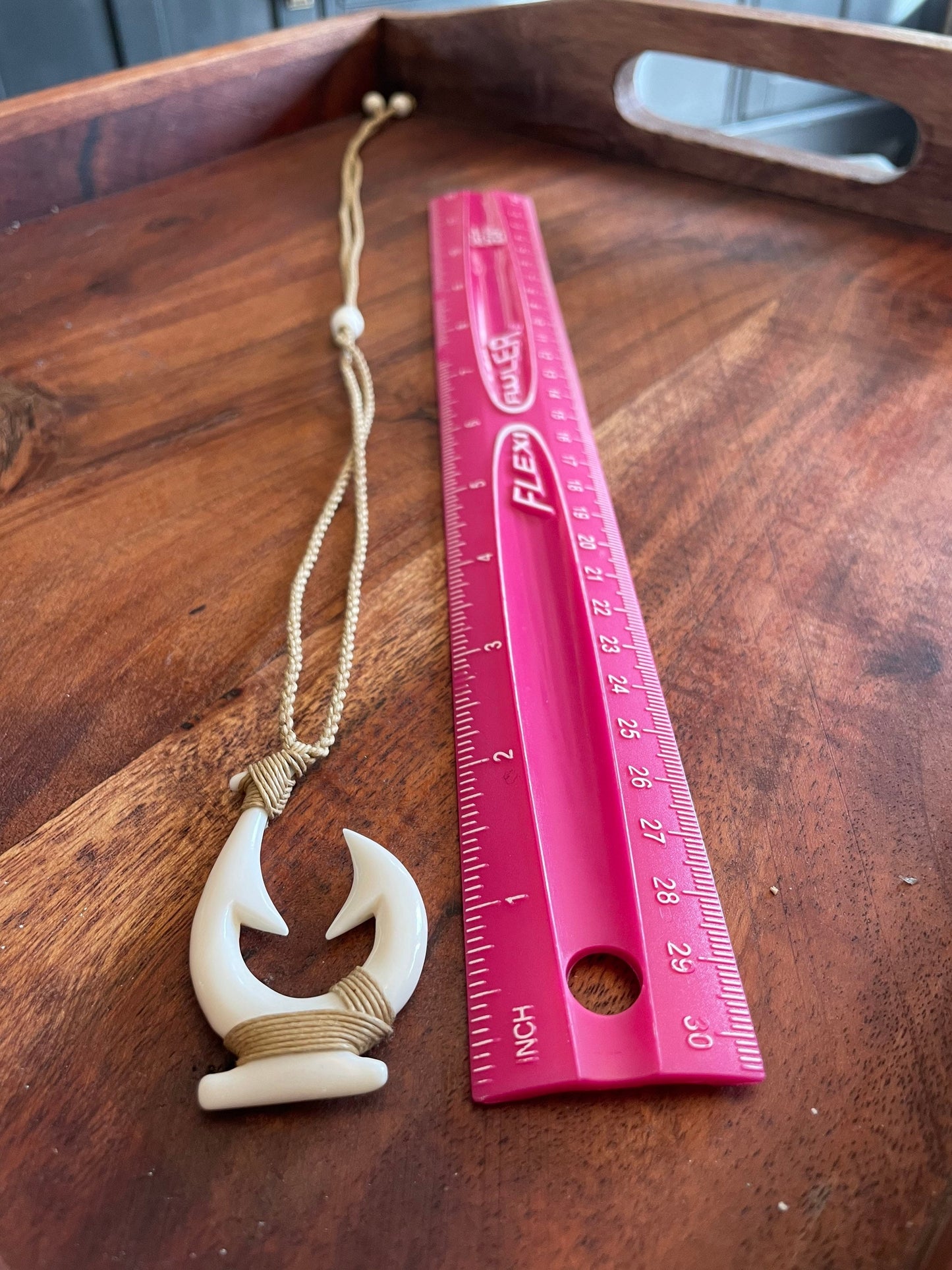 Masculine Surfer Cord Wrapped Makau or Fish Hook Adjustable Warrior Necklace