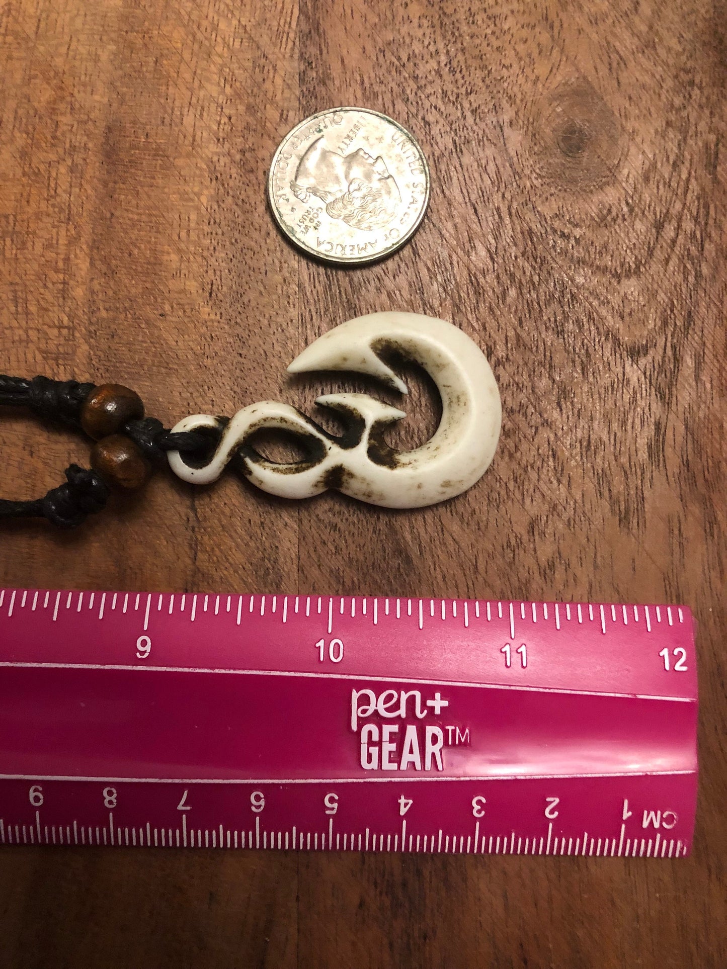 Authentically Handcrafted Polynesian Makau Fish Hook Adjustable Bone Necklace