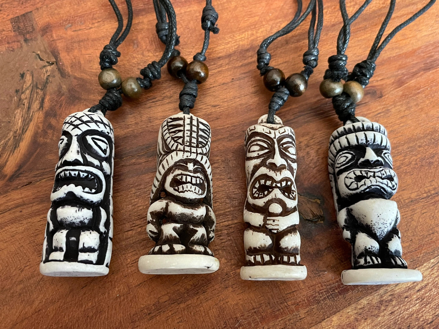 Tiki Totem Pendant Adjustable Polynesian Necklace- Hawaiian Surfer Style Jewelry