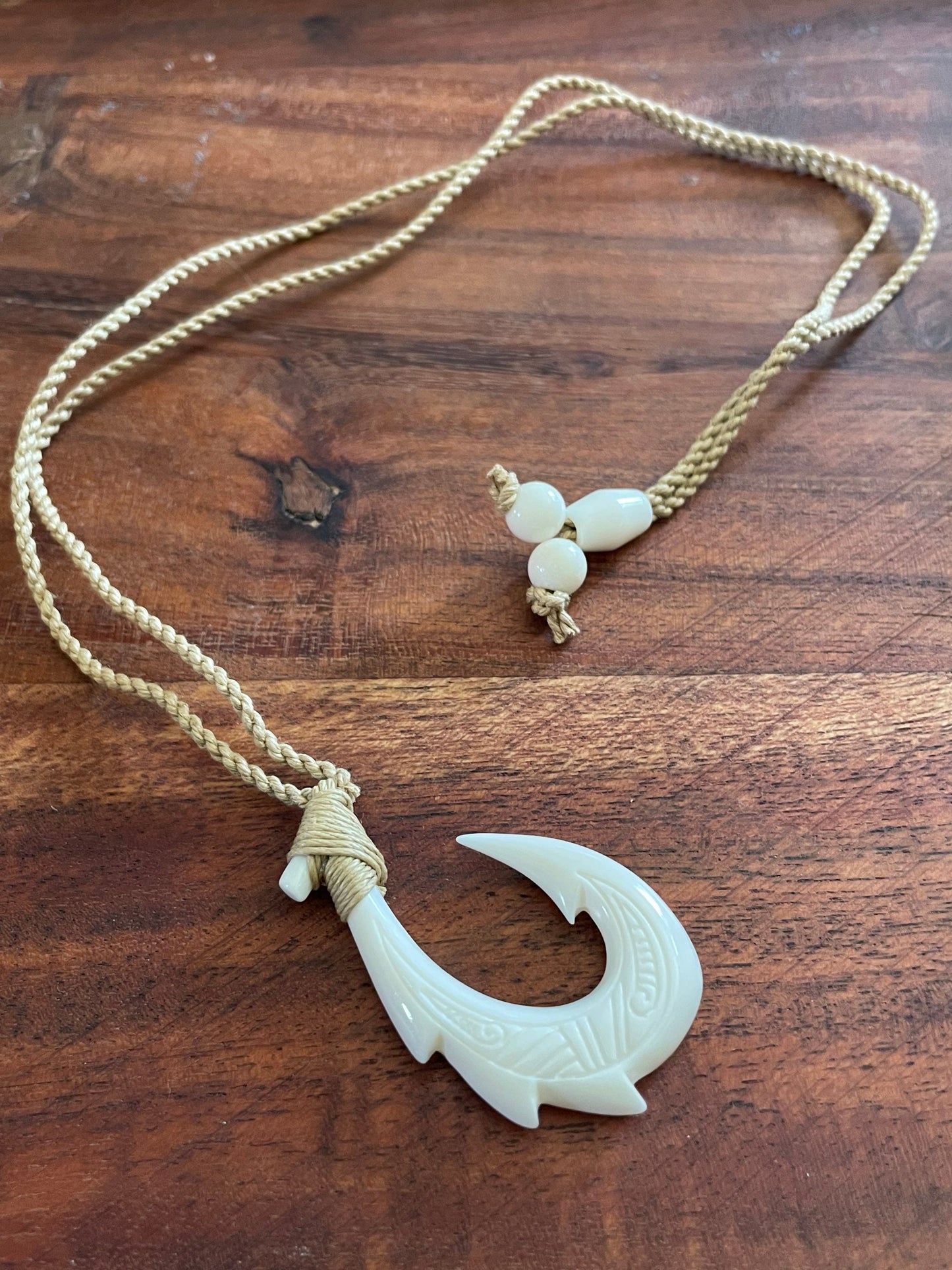 Warrior’s Hei Makau Solid Bone Fish Hook Pendant for Protection on Water