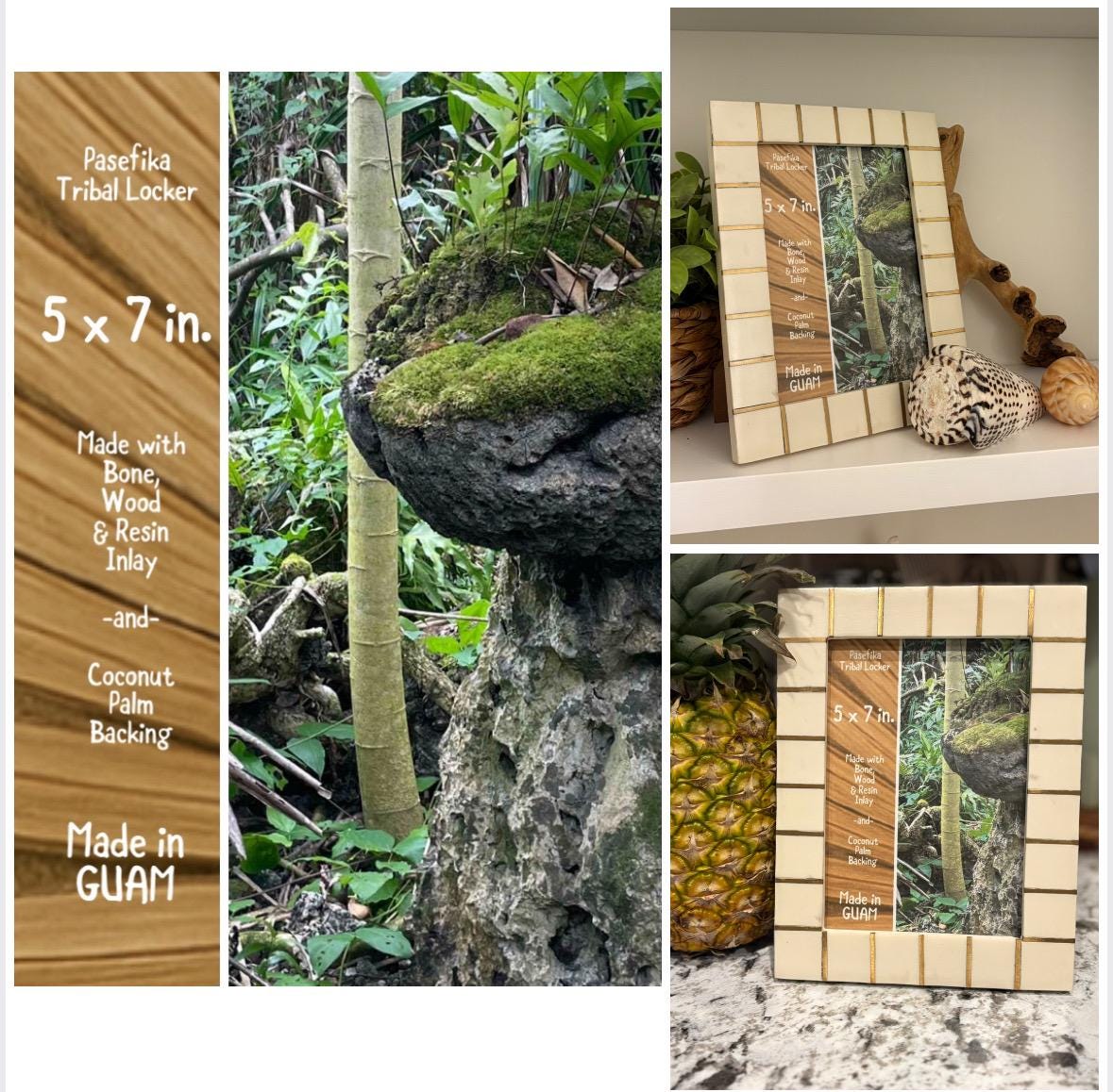 Polynesian Bone Inlay Picture Frame: Micronesian 5x7 Photo Display