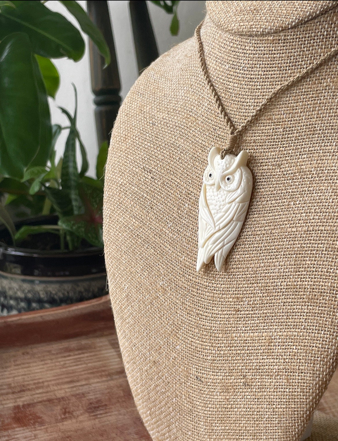 Hand Carved Bone Pueo Owl Pendant – Hawaiian Necklace