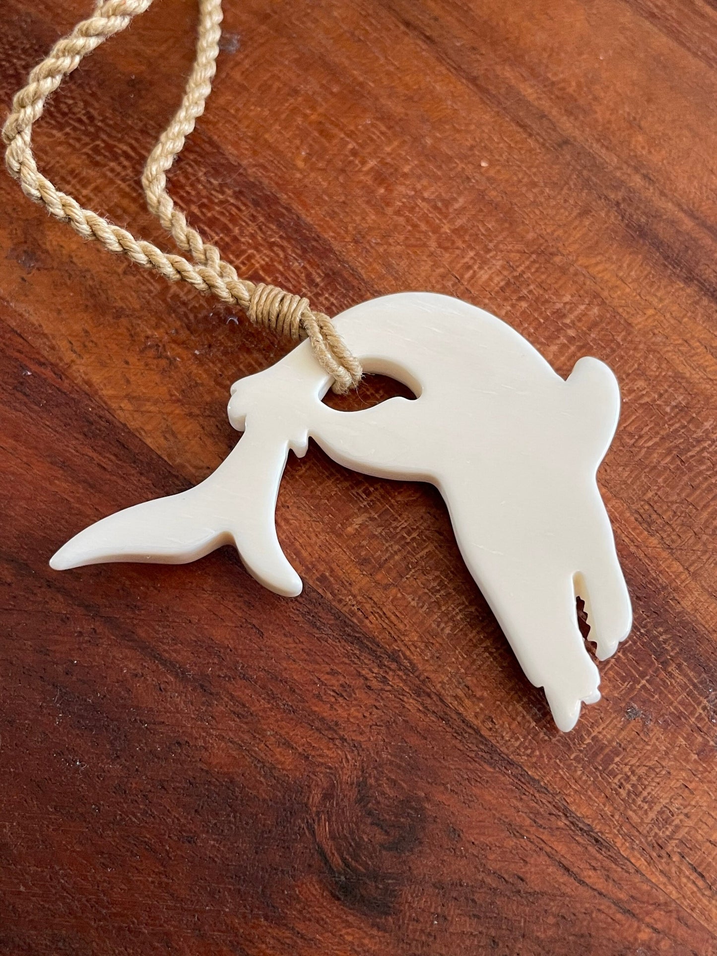 Hand Carved Buffalo Bone Shark Necklace – Polynesian Surfer Cord Pendant