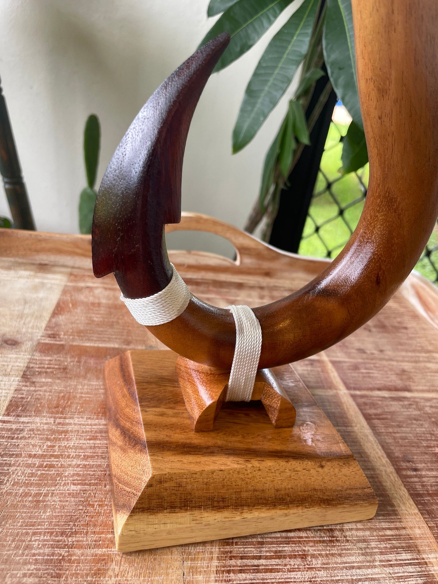 Handmade Albesia Wood Fish Hook – Hawaiian Makau Decor (12 inch)