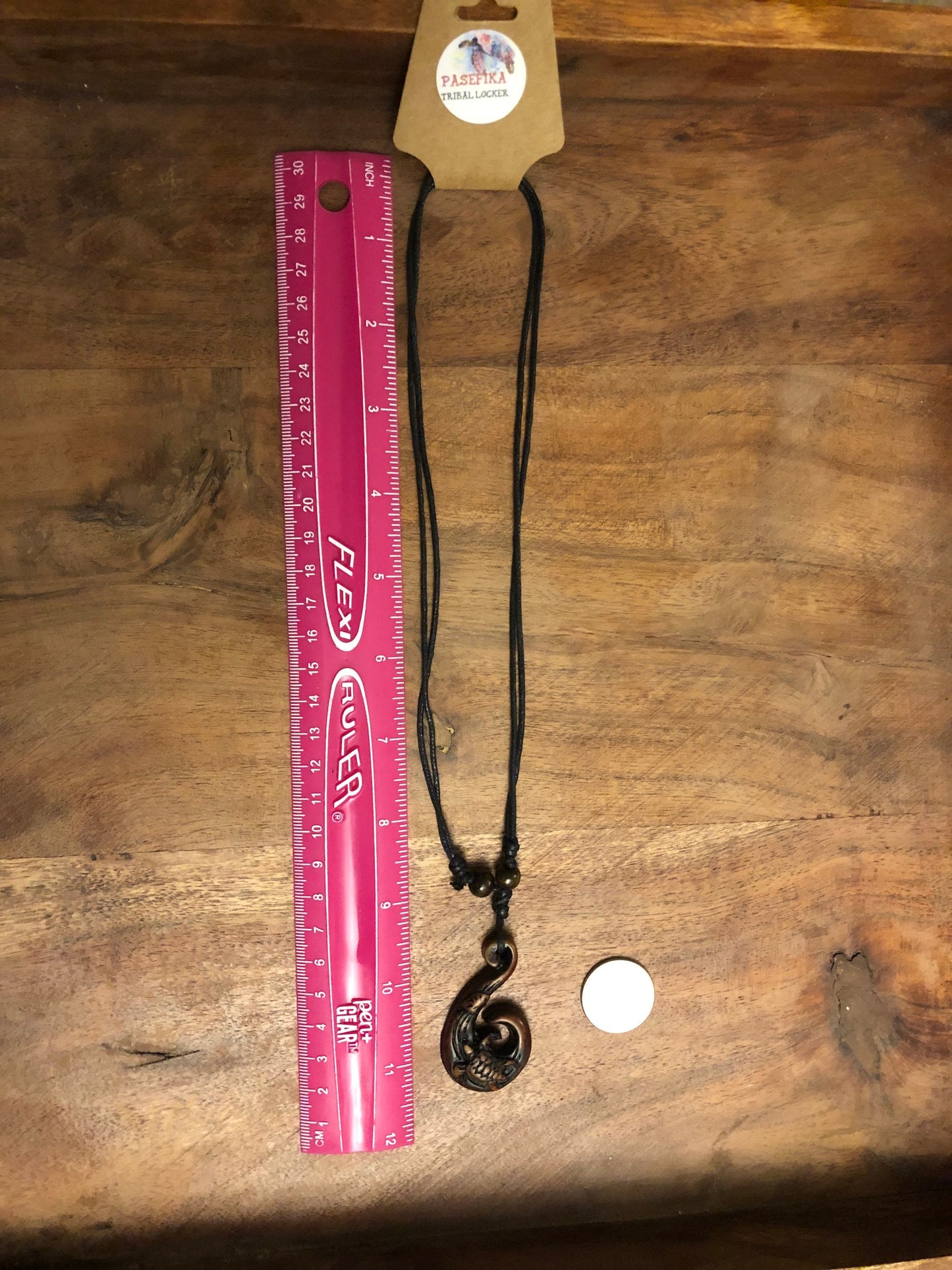 Polynesian Makau Fish Hook Necklace: Buffalo Bone, Sea Turtle, Boho Surfer