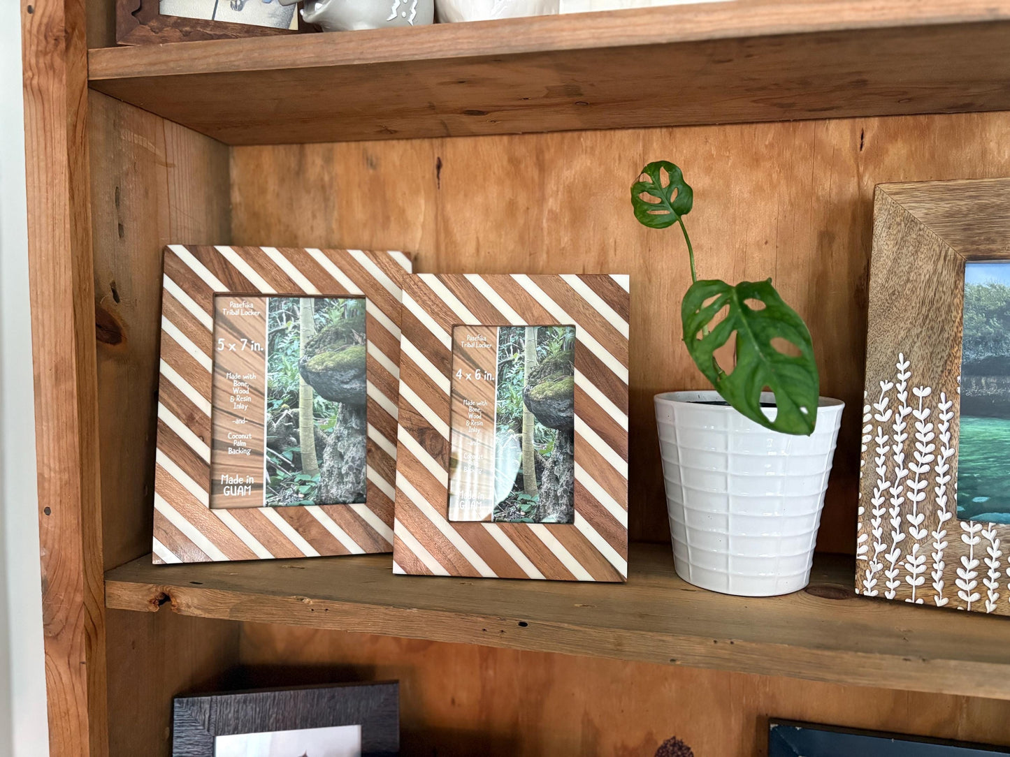 Polynesian Bone & Wood Inlay Picture Frame - 4x6 and 5x7 Unique Design