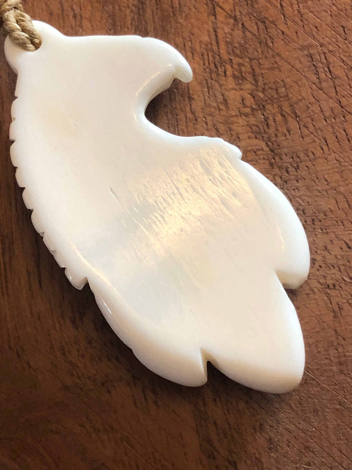 Majestic Solid Buffalo Bone Handcarved Eagle/Hawk  Adjustable Necklace