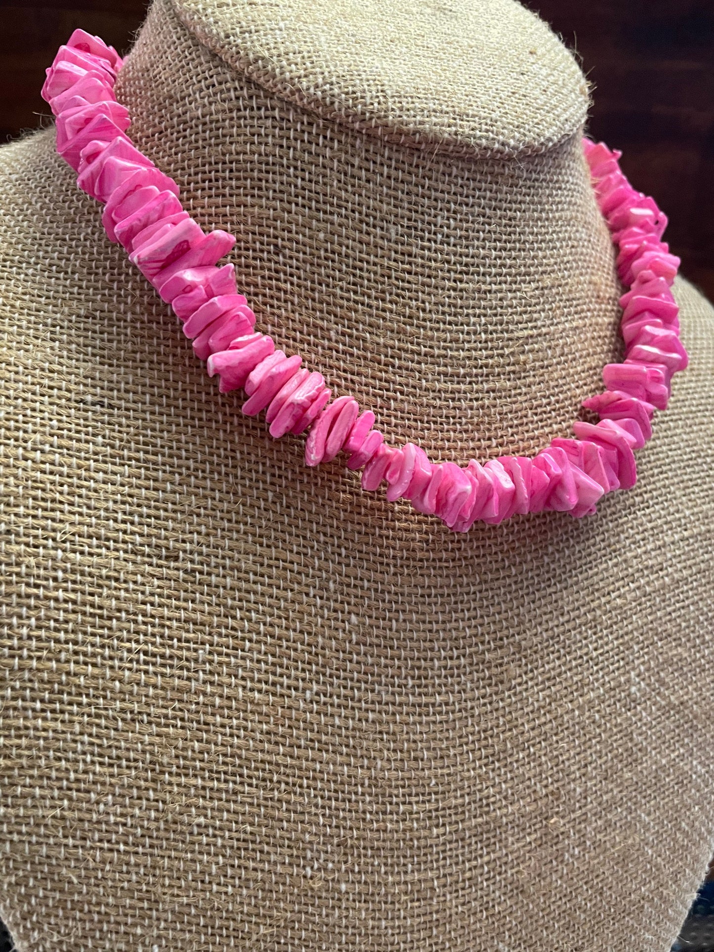 Pretty Pink Puka Shell Necklace- Authentically Handcrafted Classic Style Shell Choker