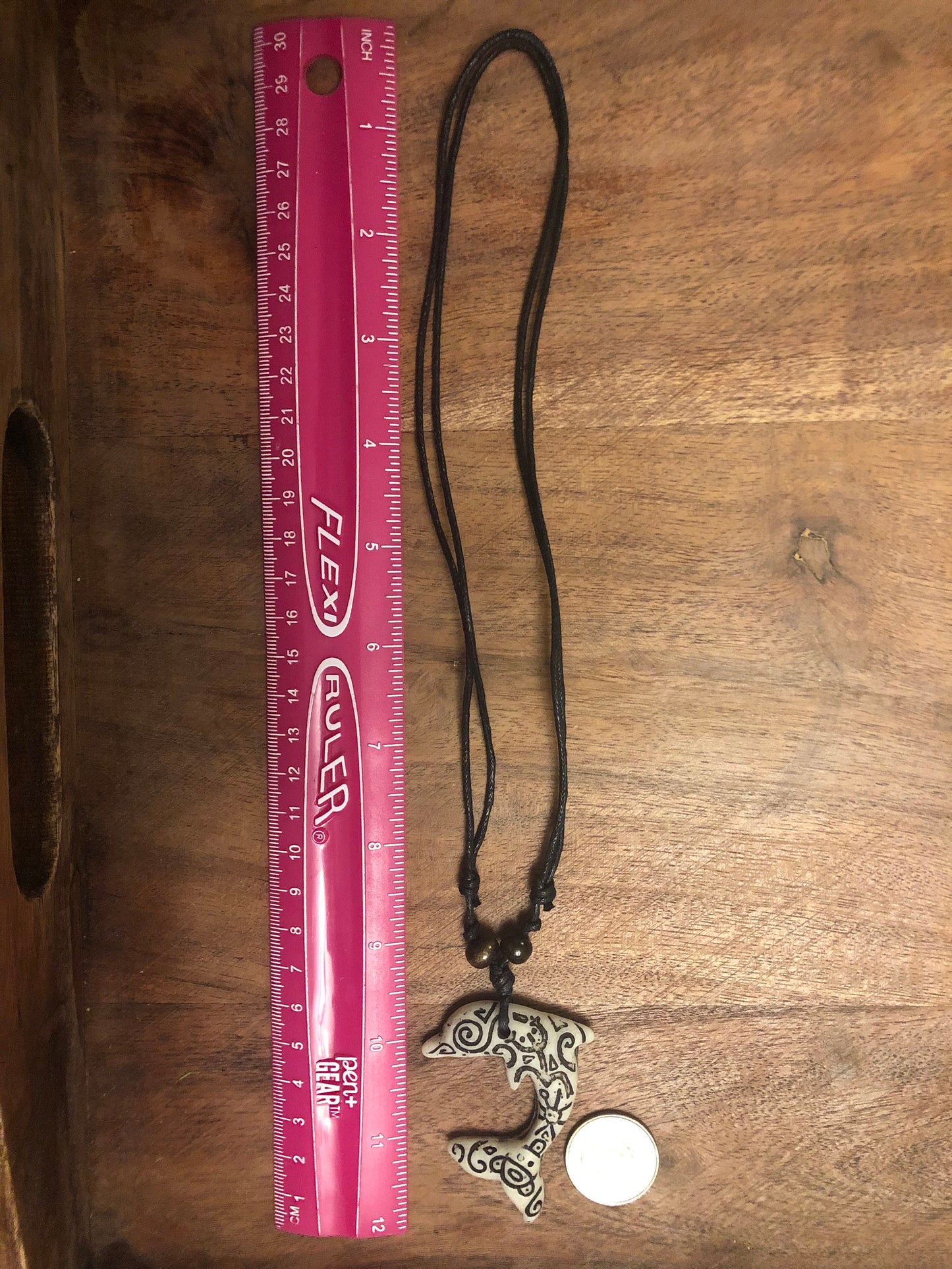 Etched Traditional Polynesian Handcrafted Dolphin Adjustable Necklace