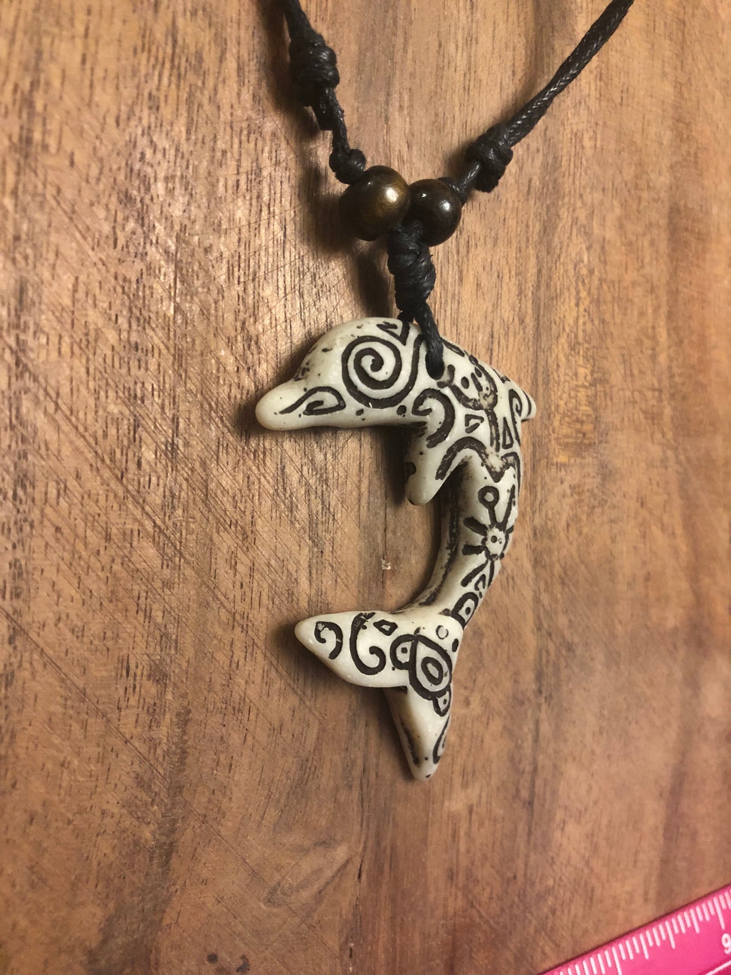 Etched Traditional Polynesian Handcrafted Dolphin Adjustable Necklace