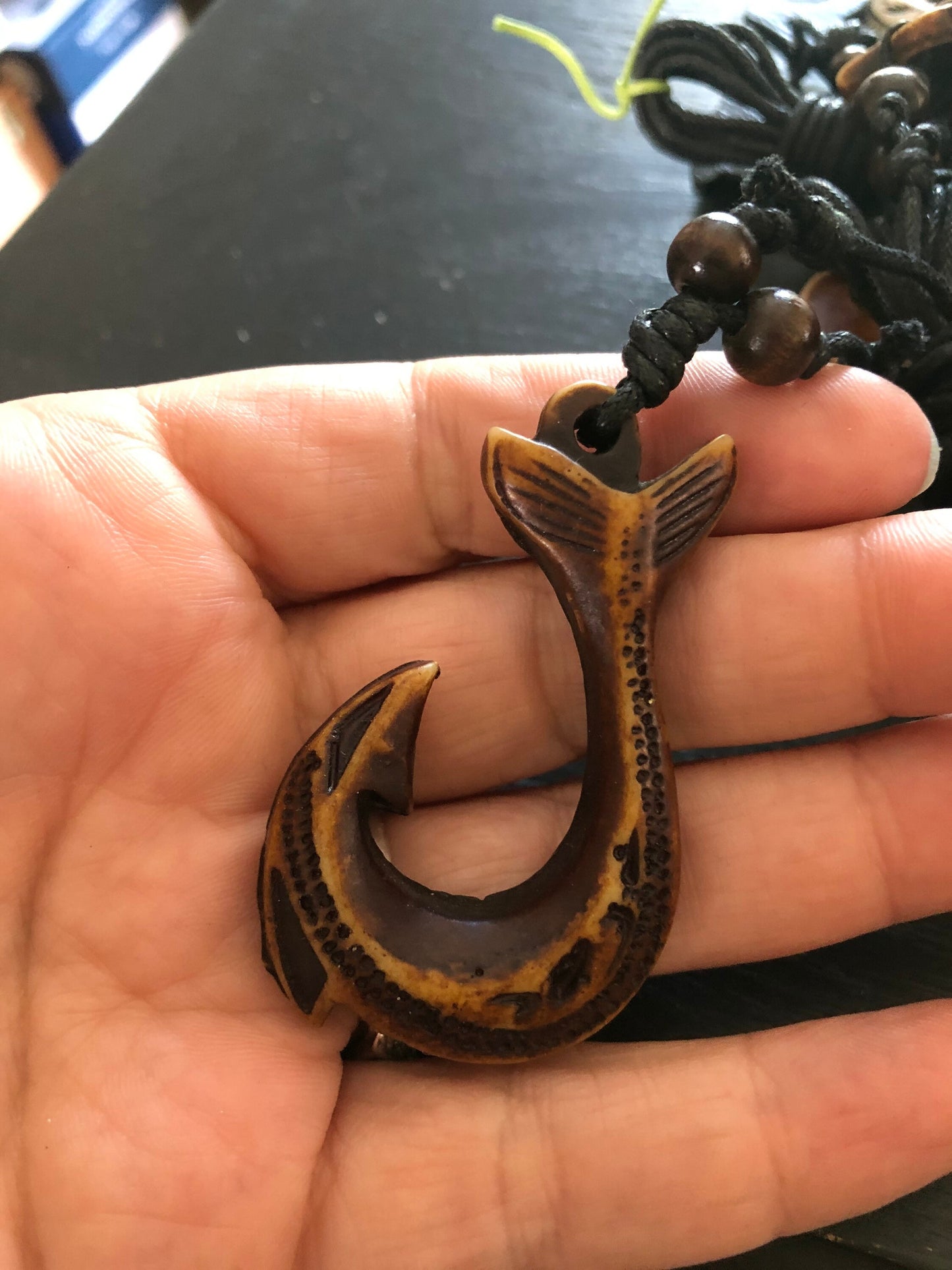 Masculine Polynesian Handcrafted Makau or Fish Hook Adjustable Necklace Hawaiian Surfer