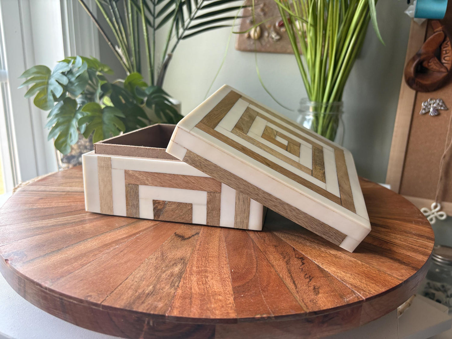 Hand-Crafted Polynesian & Micronesian Wooden and Bone Inlay Box