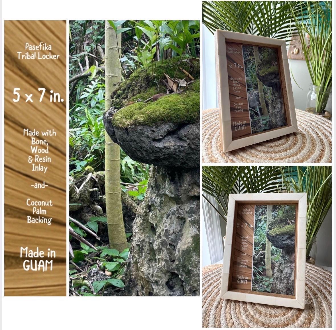 Polynesian Wood & Bone Inlay 5x7 Picture Frame