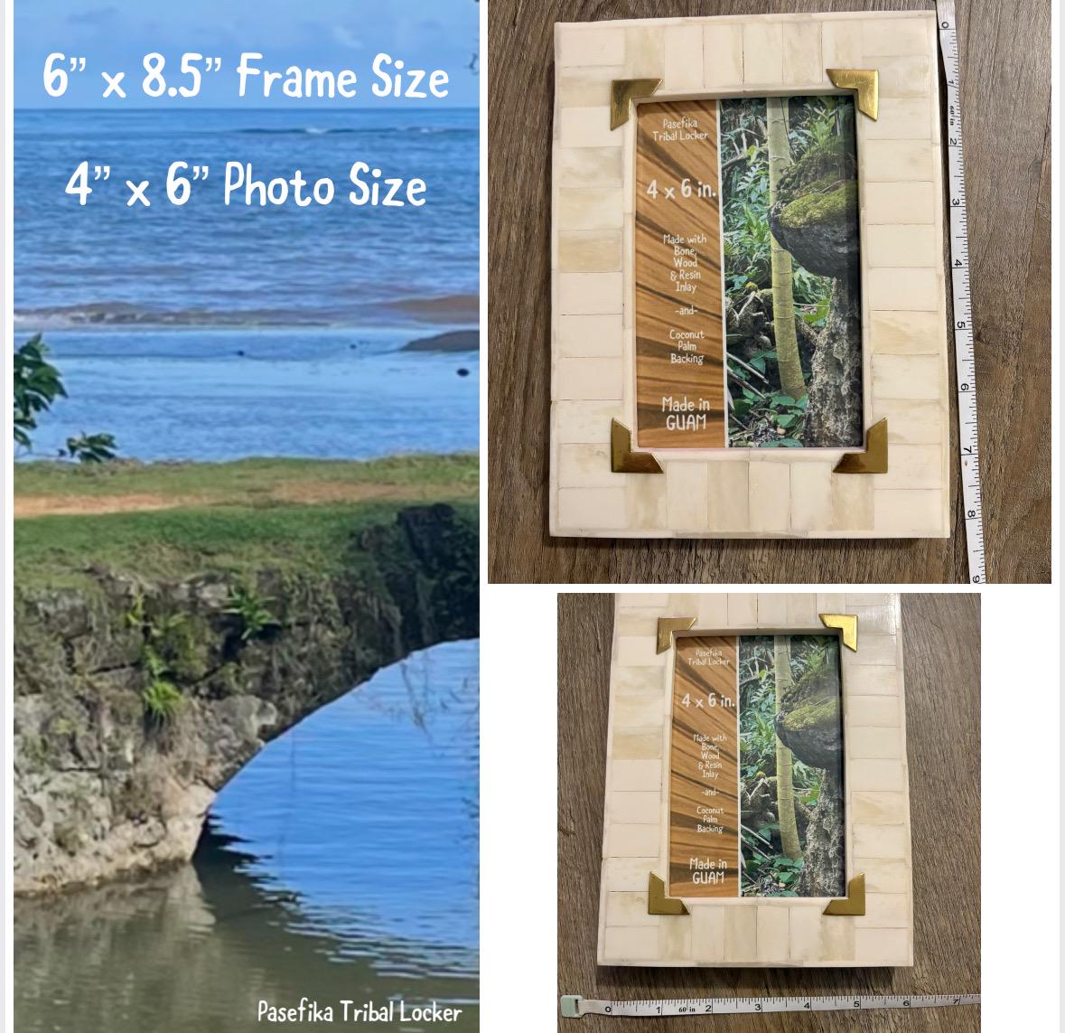 Polynesian Bone and Wood Inlay Picture Frame: 4x6 Pasefika Tribal Decor