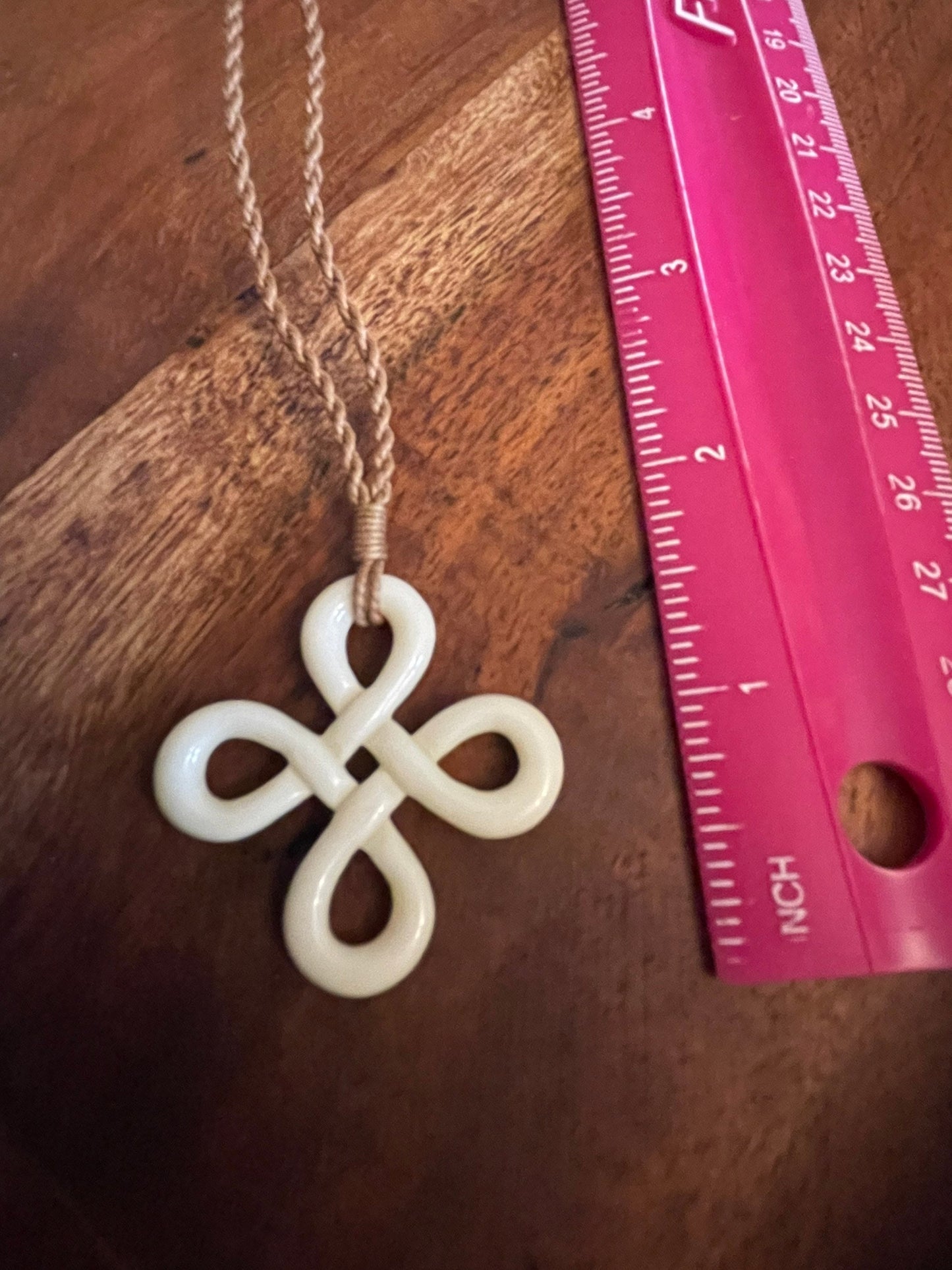 Hand Carved Bone Polynesian Necklace – Clover Cross Pendant