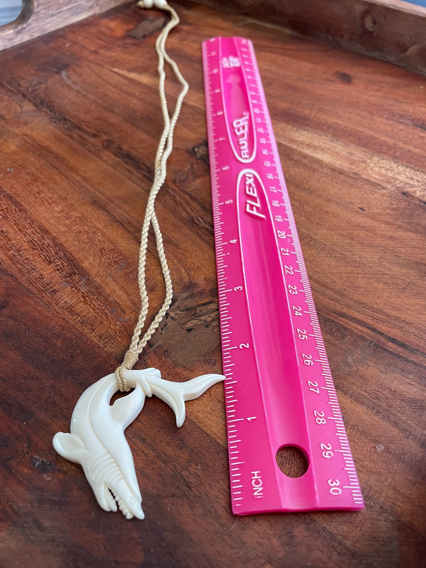 Hand Carved Buffalo Bone Shark Necklace – Polynesian Surfer Cord Pendant
