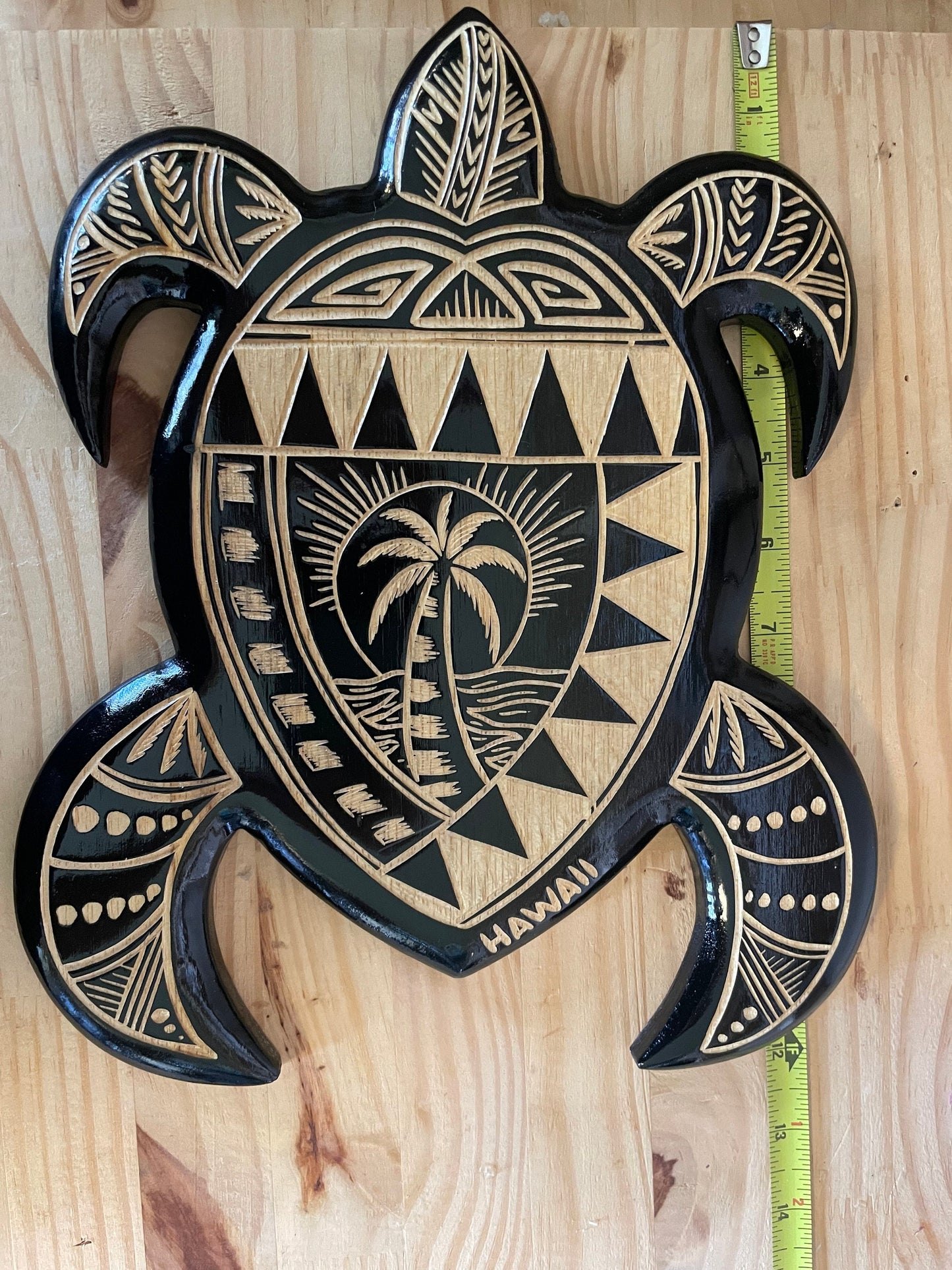 Hand Carved Sea Turtle Plaque – Polynesian Hawaiian Decor